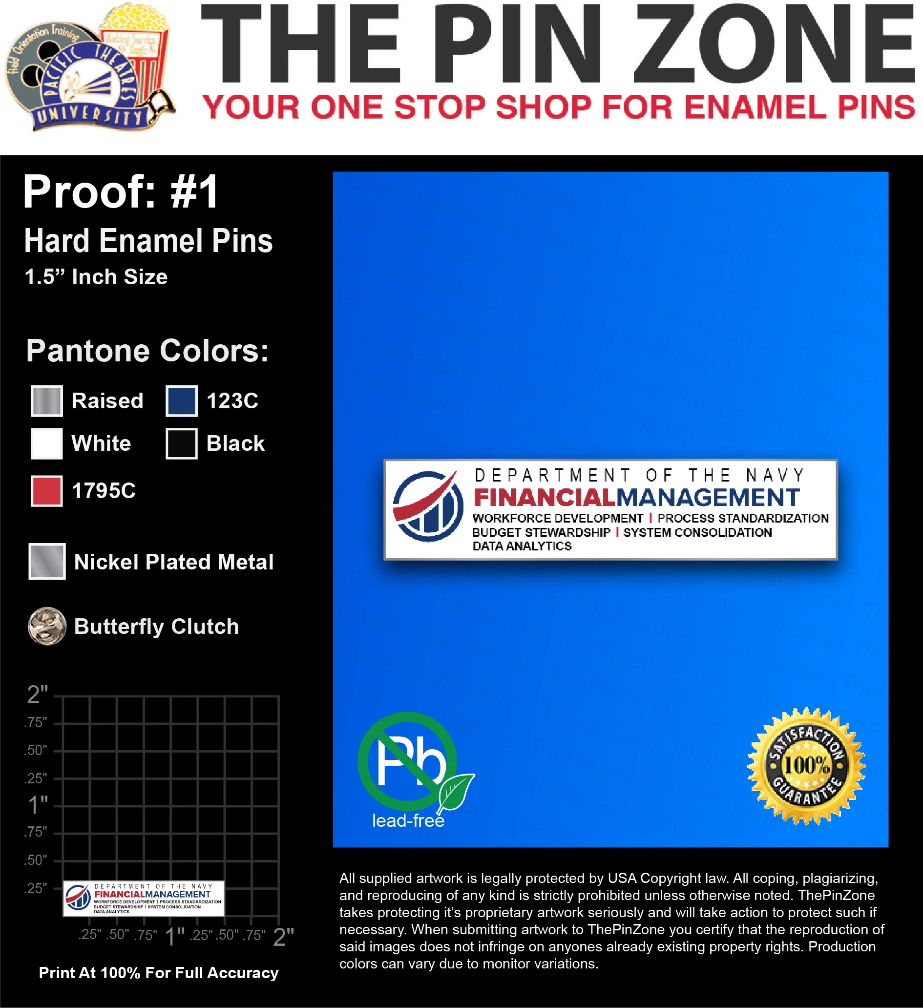 750 “MORGAN T” LAPEL PINS: PROOF #1