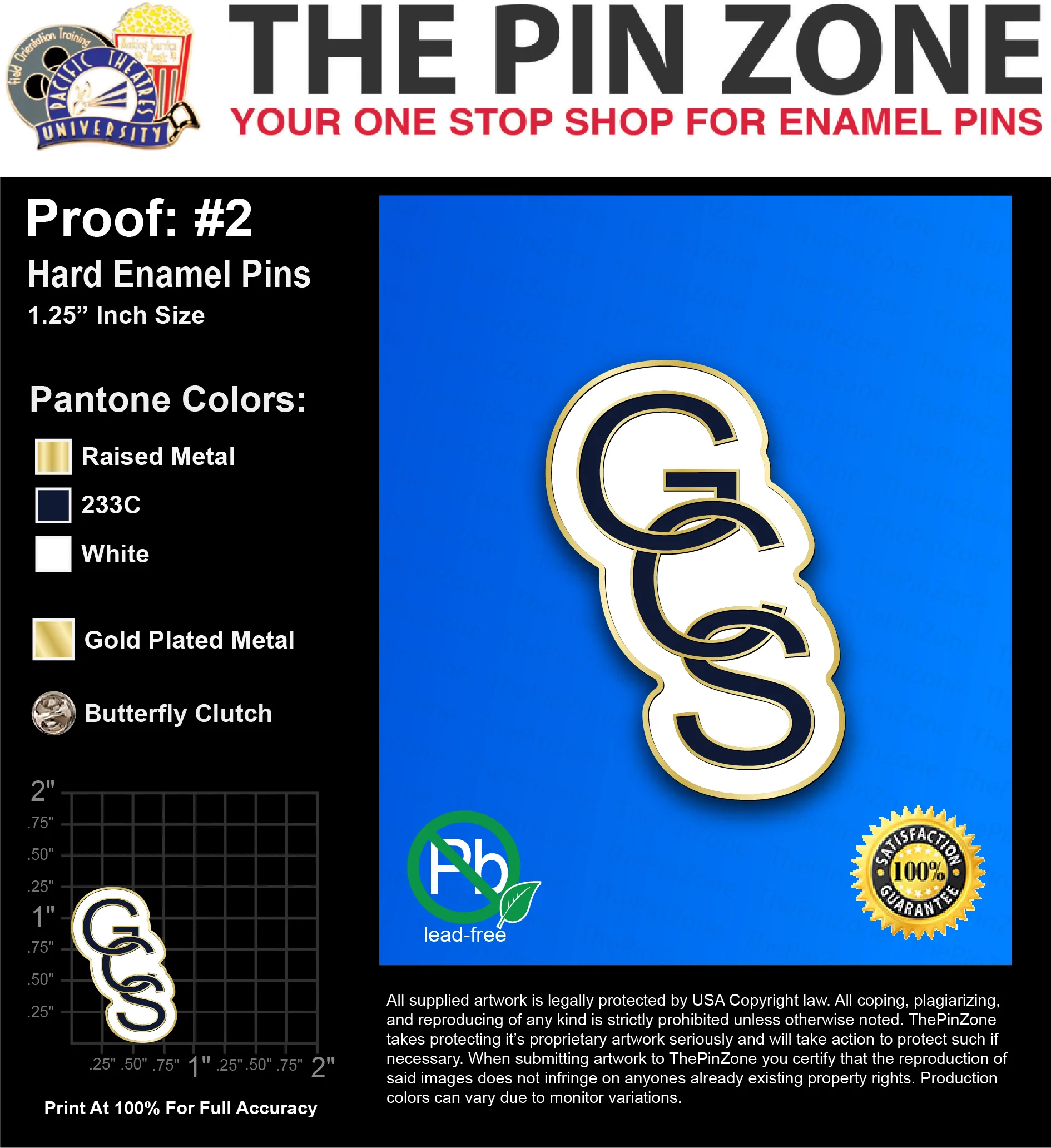 25 “SHANNON G” LAPEL PINS: PROOF #2