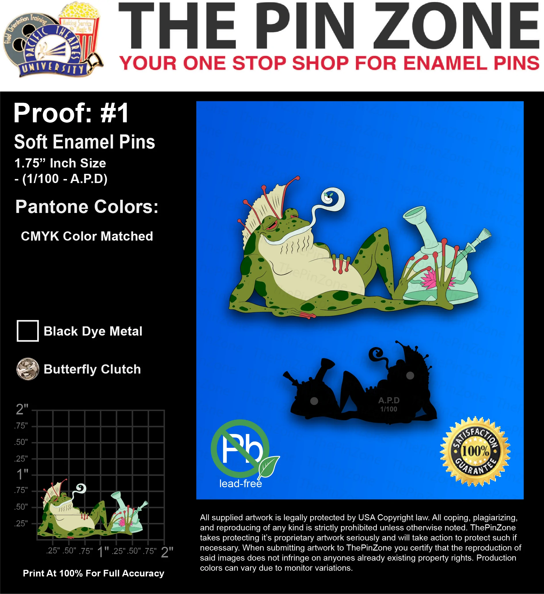 100 “ZACHARY R” LAPEL PINS: PROOF #1