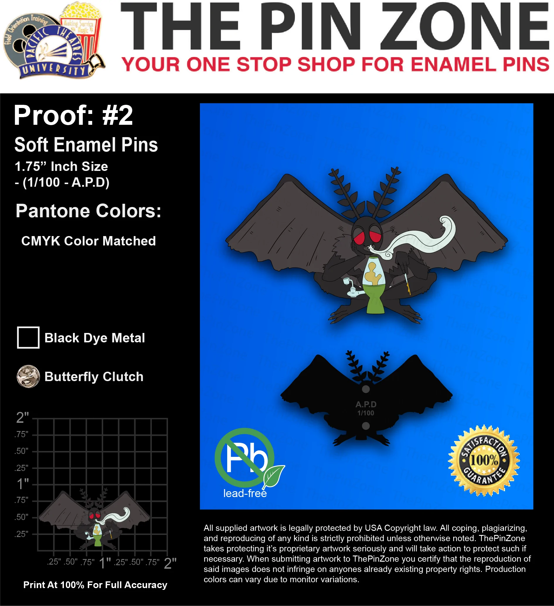 100 “ZACHARY R” LAPEL PINS: PROOF #2