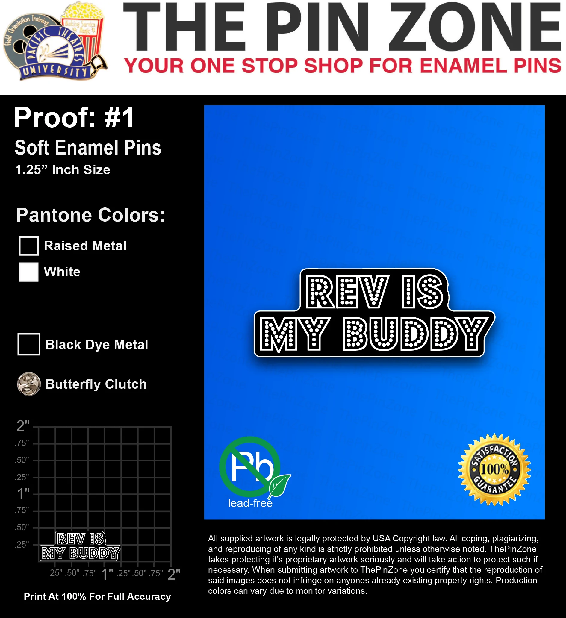 50 “AARON P” LAPEL PINS: PROOF #1