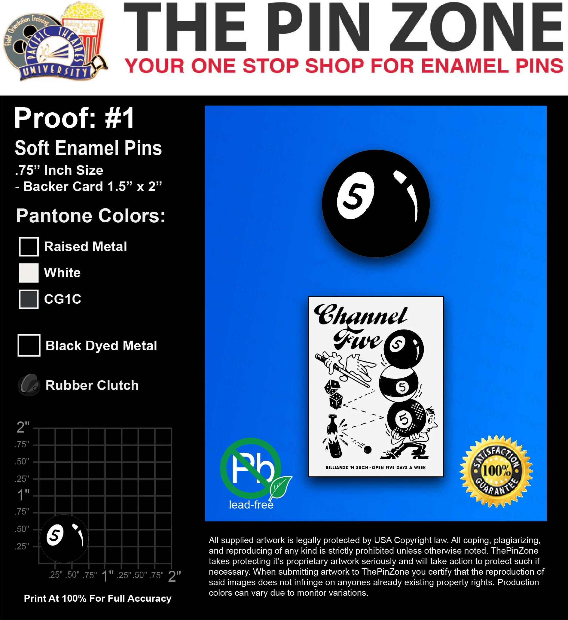 300 “CHAN FIVE” LAPEL PINS: PROOF #1