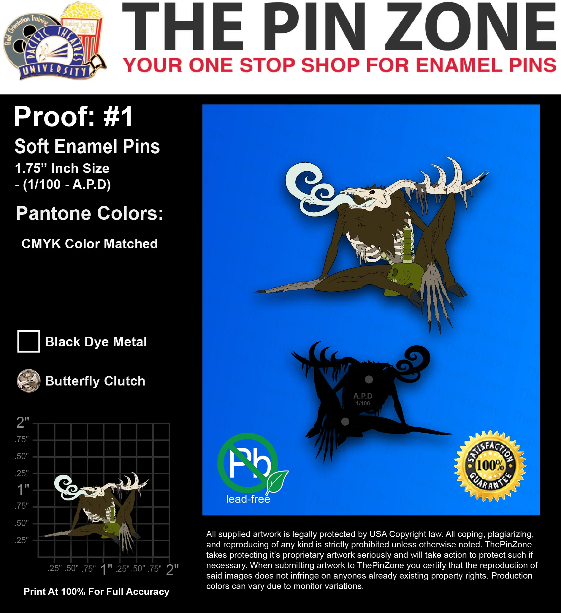 100 “ZACHARY R” LAPEL PINS: PROOF #1