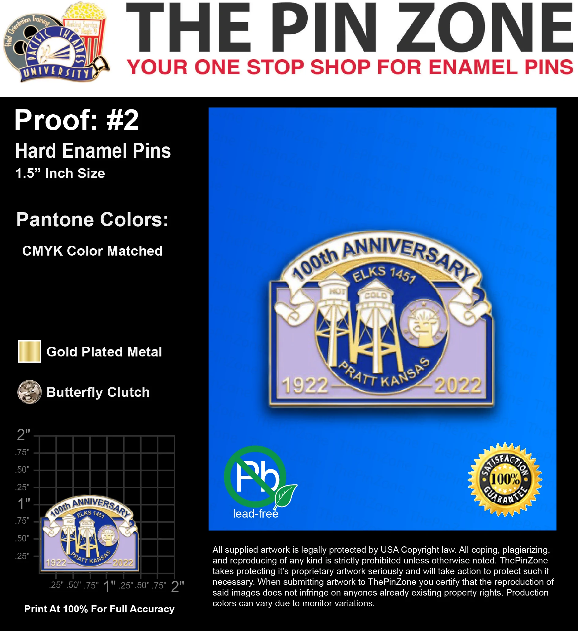 100 “KASEY B” LAPEL PINS: PROOF #2