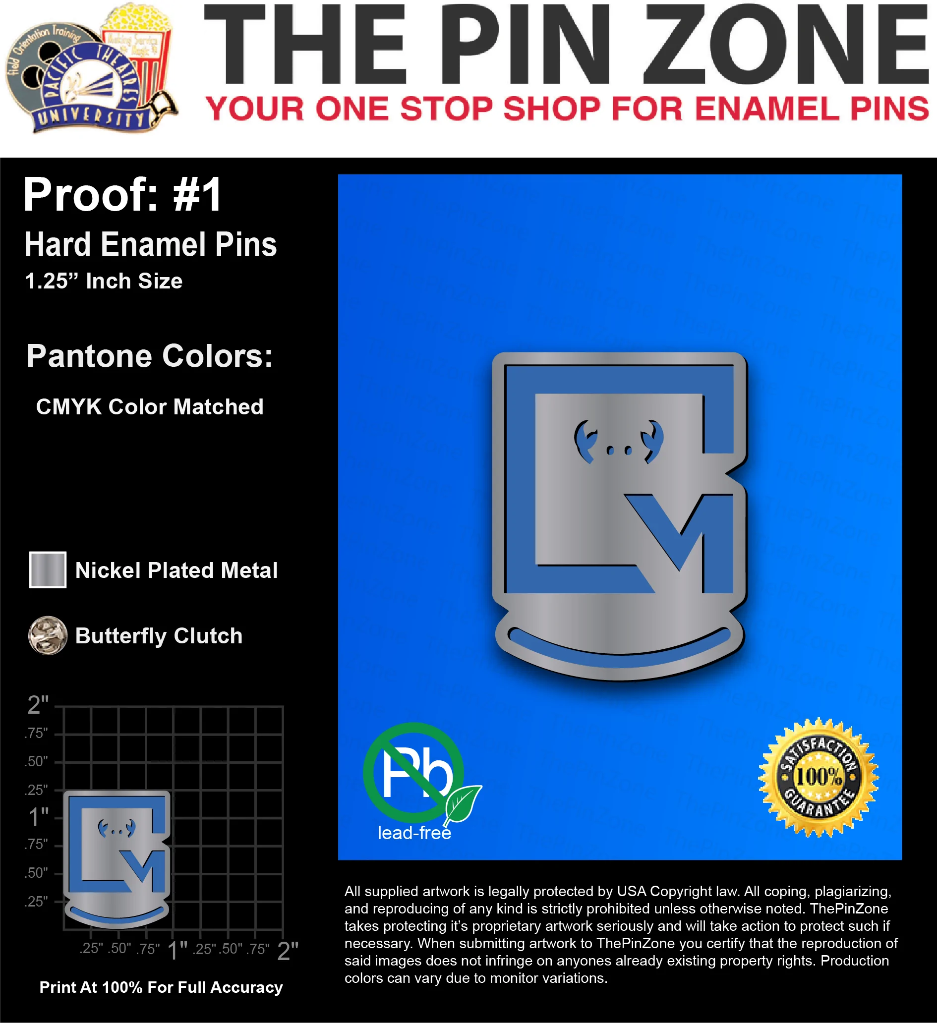 25 “DIONIS G” LAPEL PINS: PROOF #1