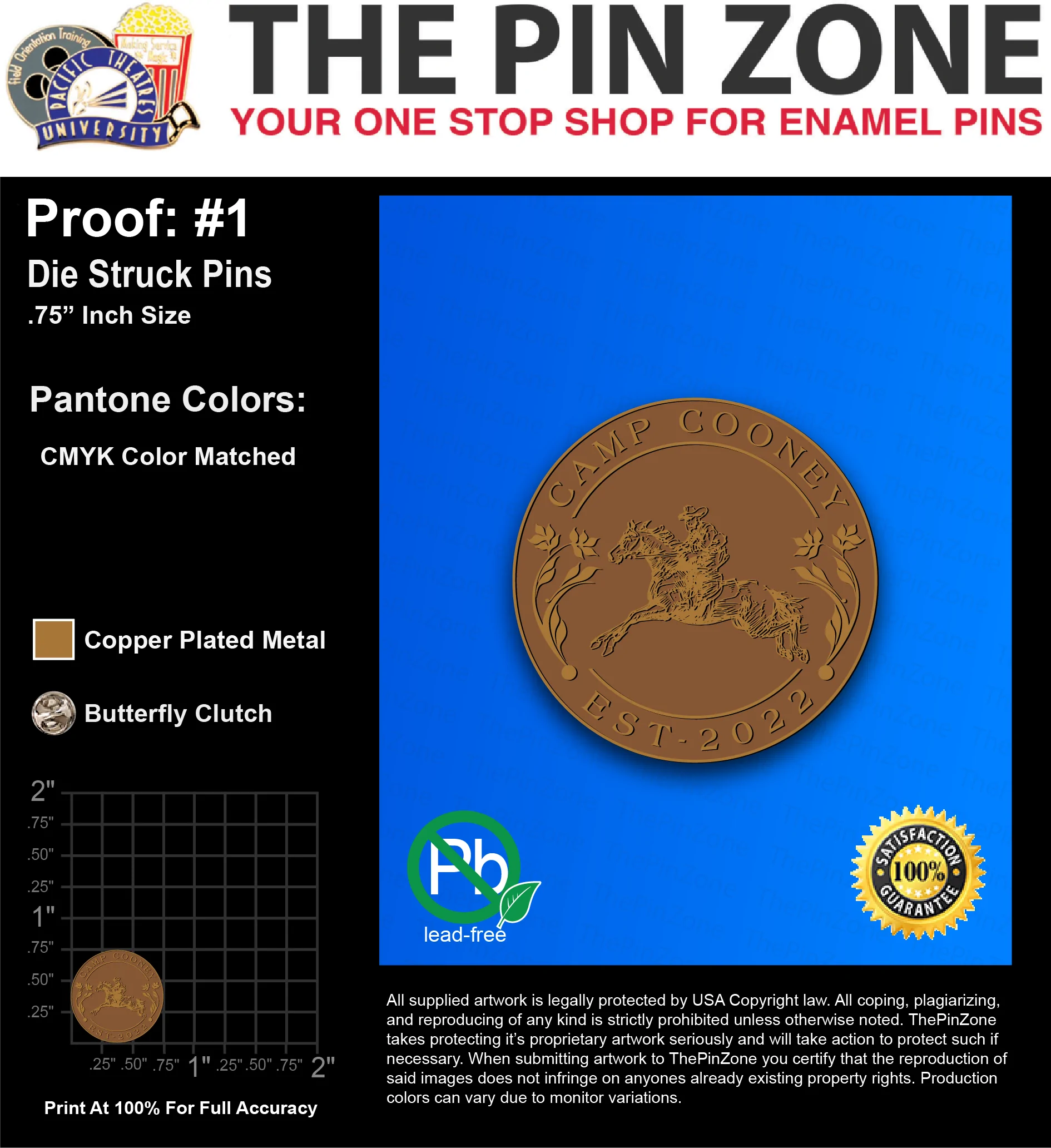 75 “LAURYN P” LAPEL PINS: PROOF #1