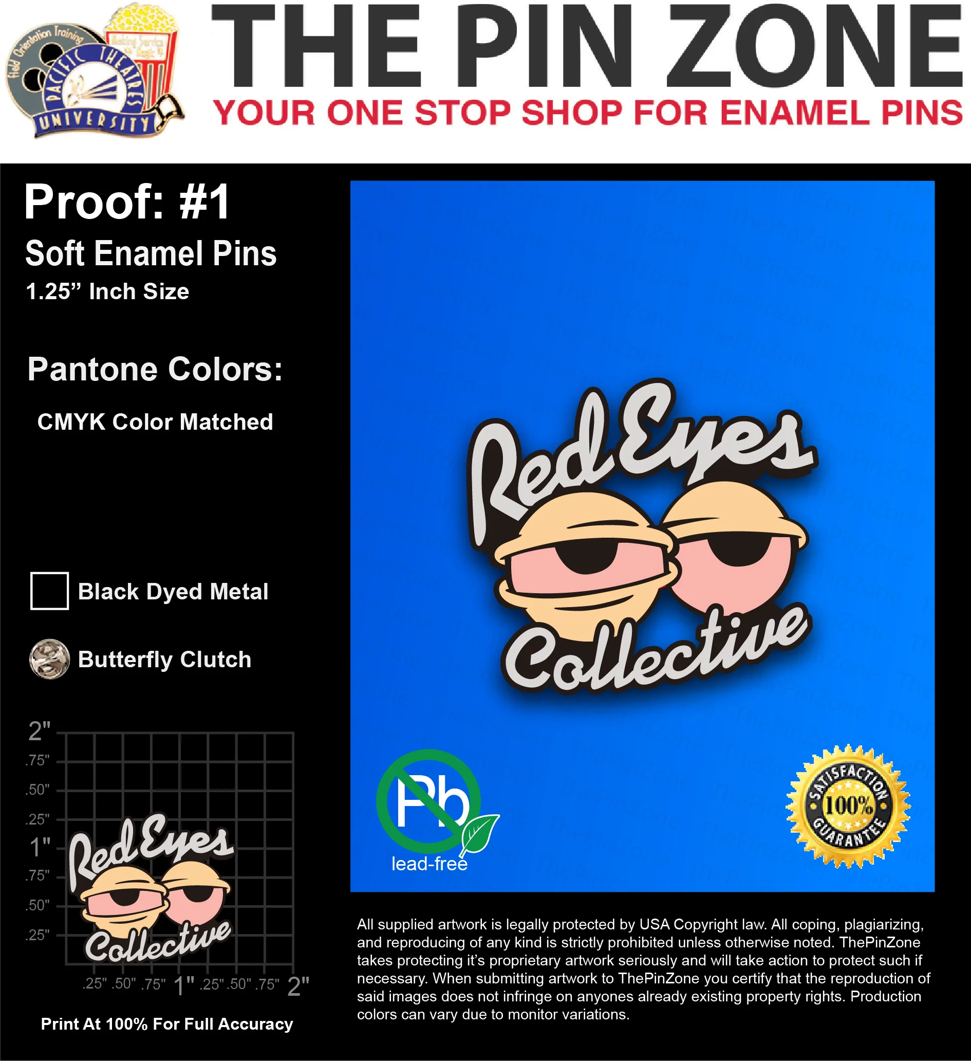 100 “MONICA M” LAPEL PINS: PROOF #1