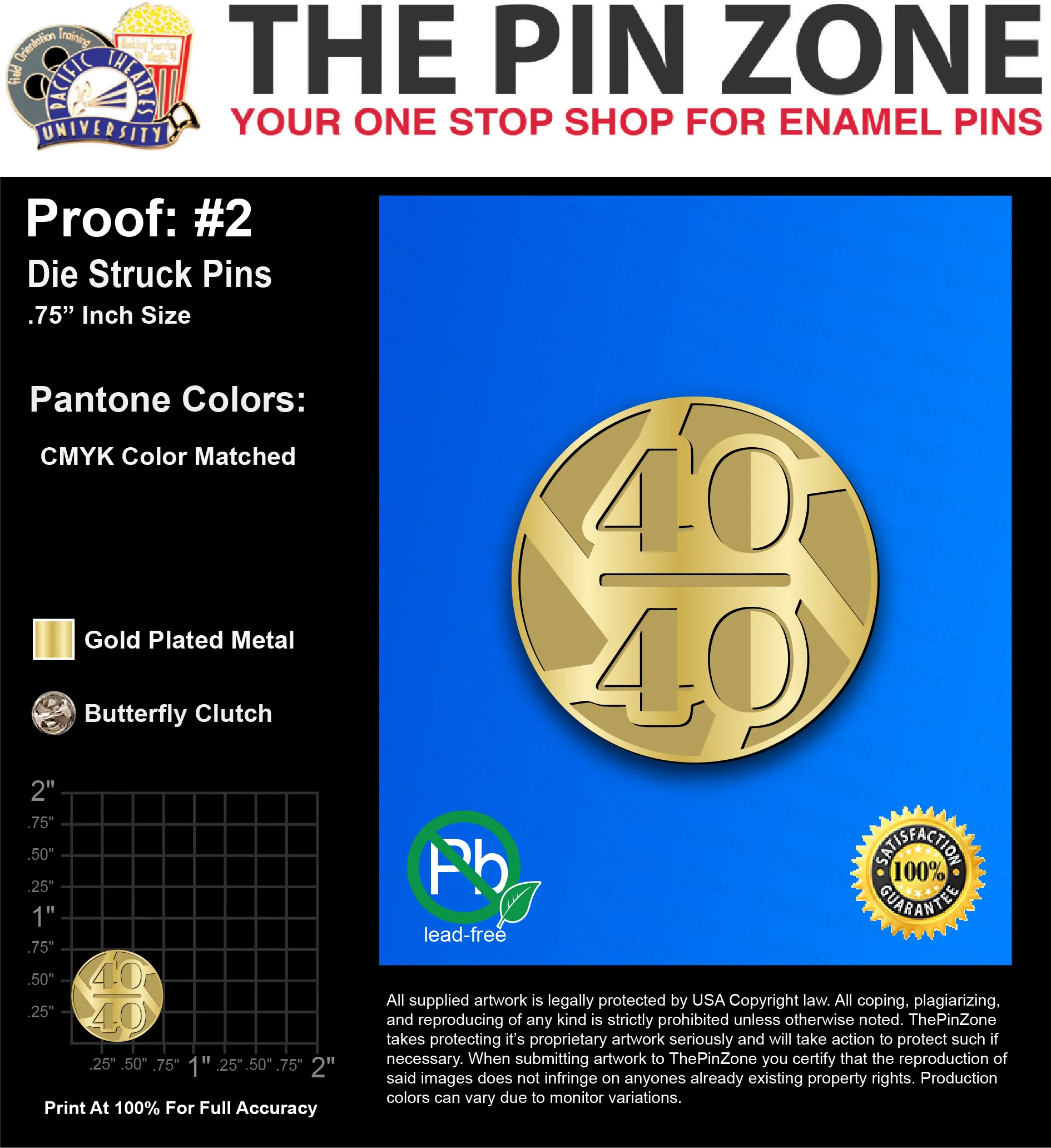 100 “SHAWN C” LAPEL PINS: PROOF #2