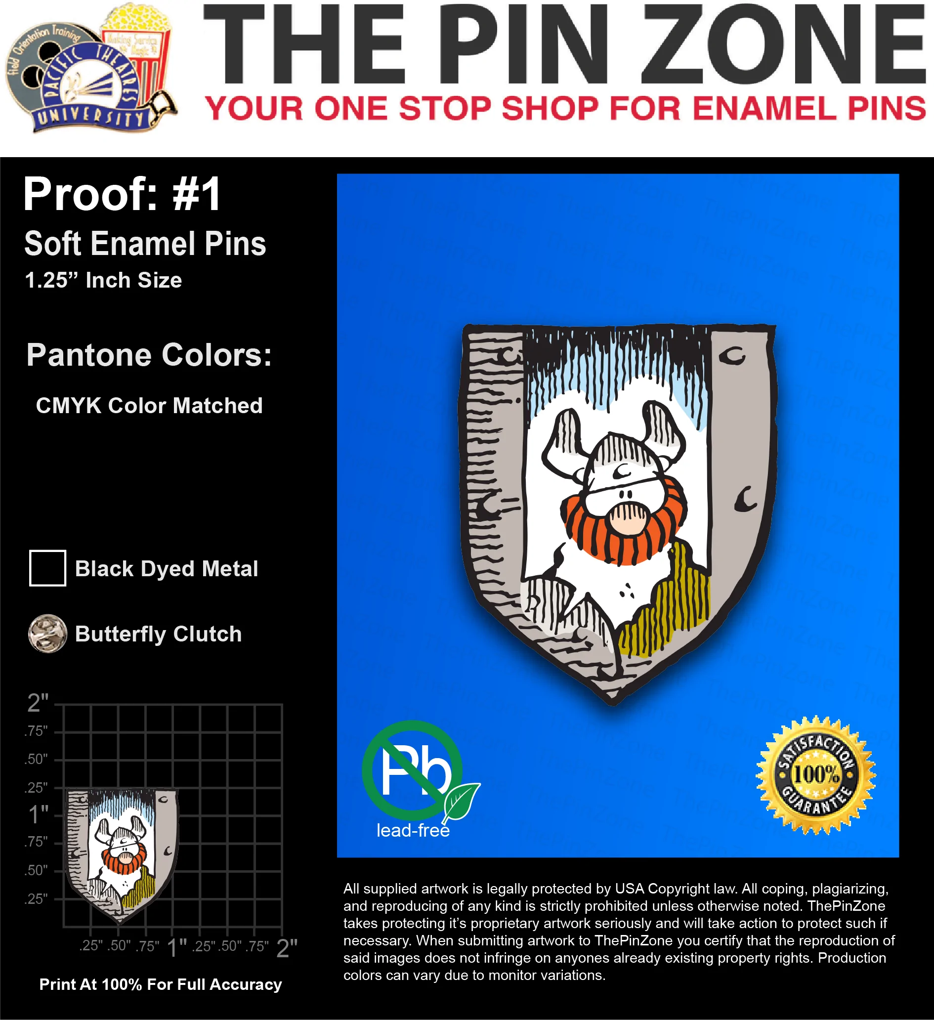 300 “TEA F” LAPEL PINS: PROOF #1