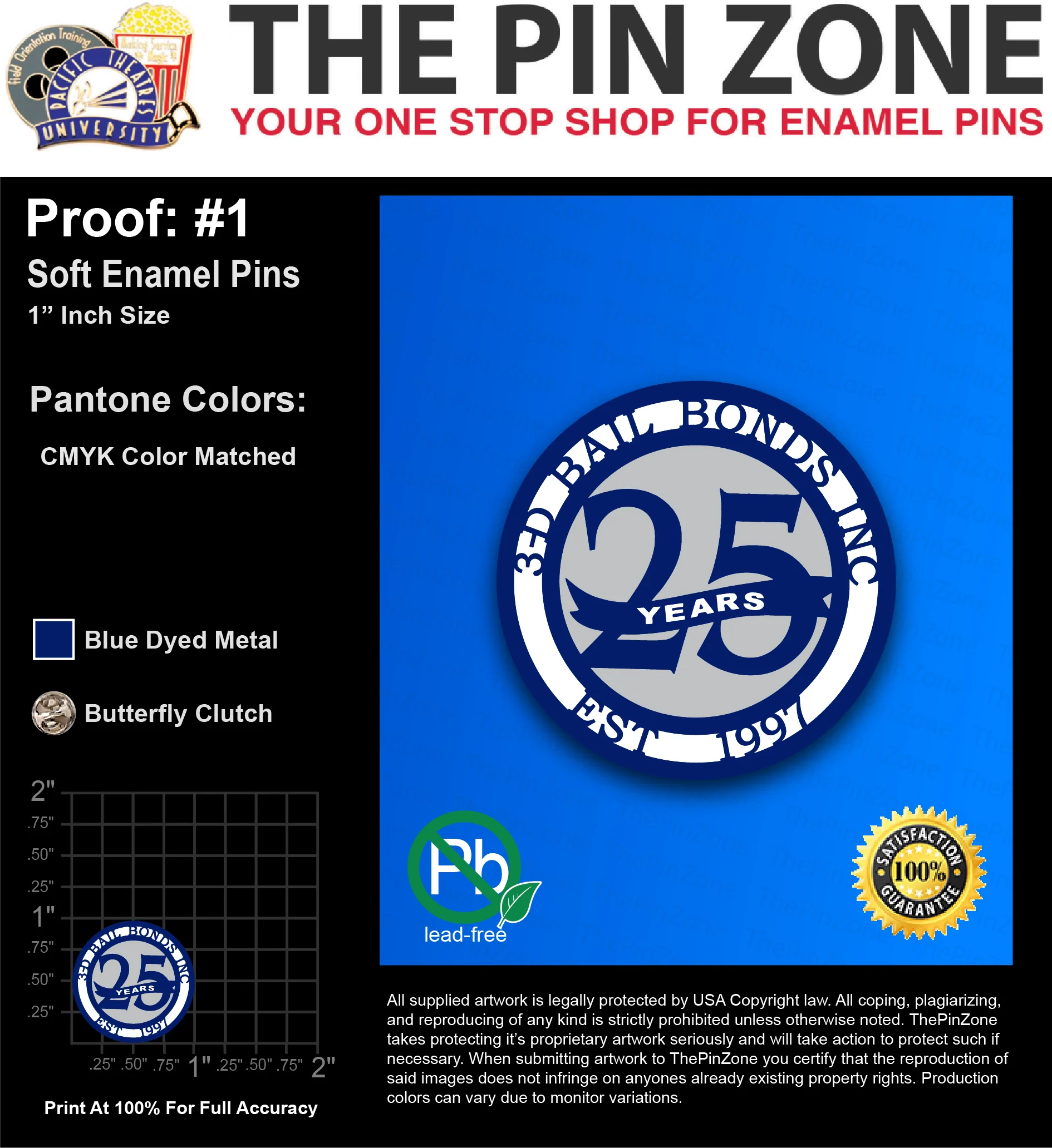 50 “THOMAS D” LAPEL PINS: PROOF #1