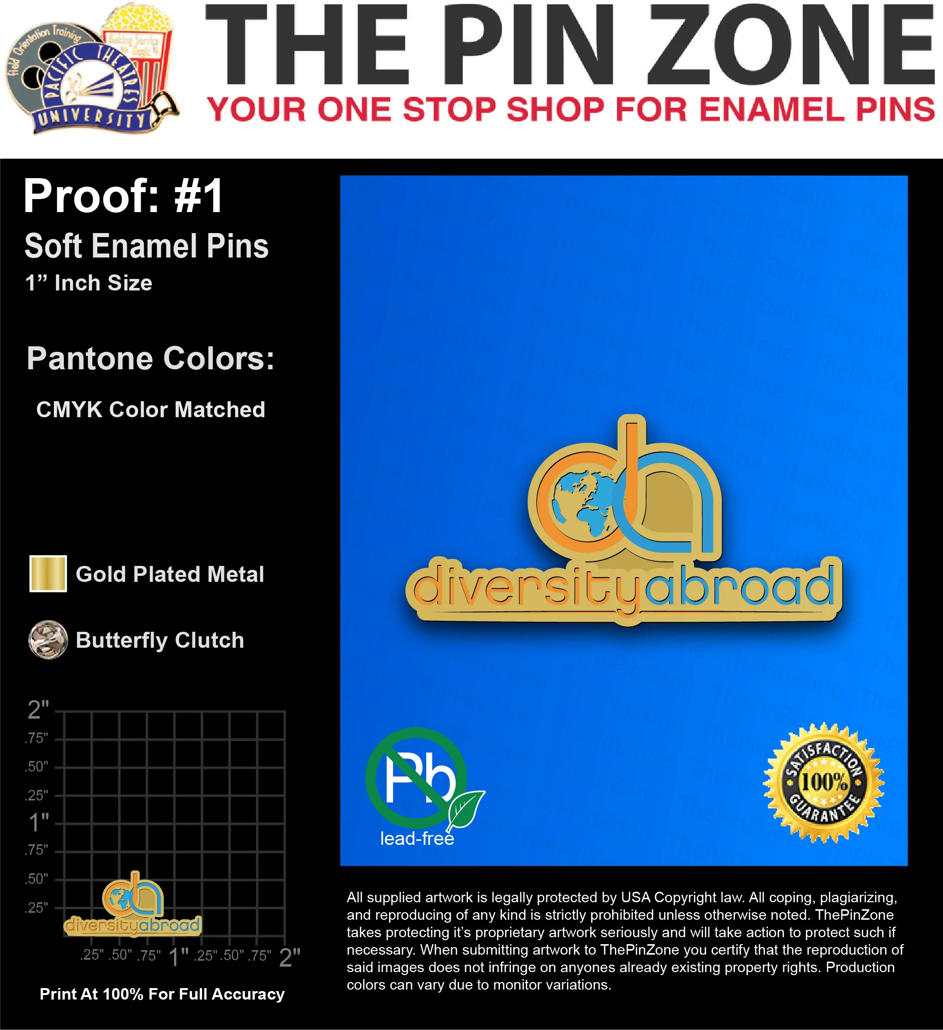 100 “VICTORIA P” LAPEL PINS: PROOF #1