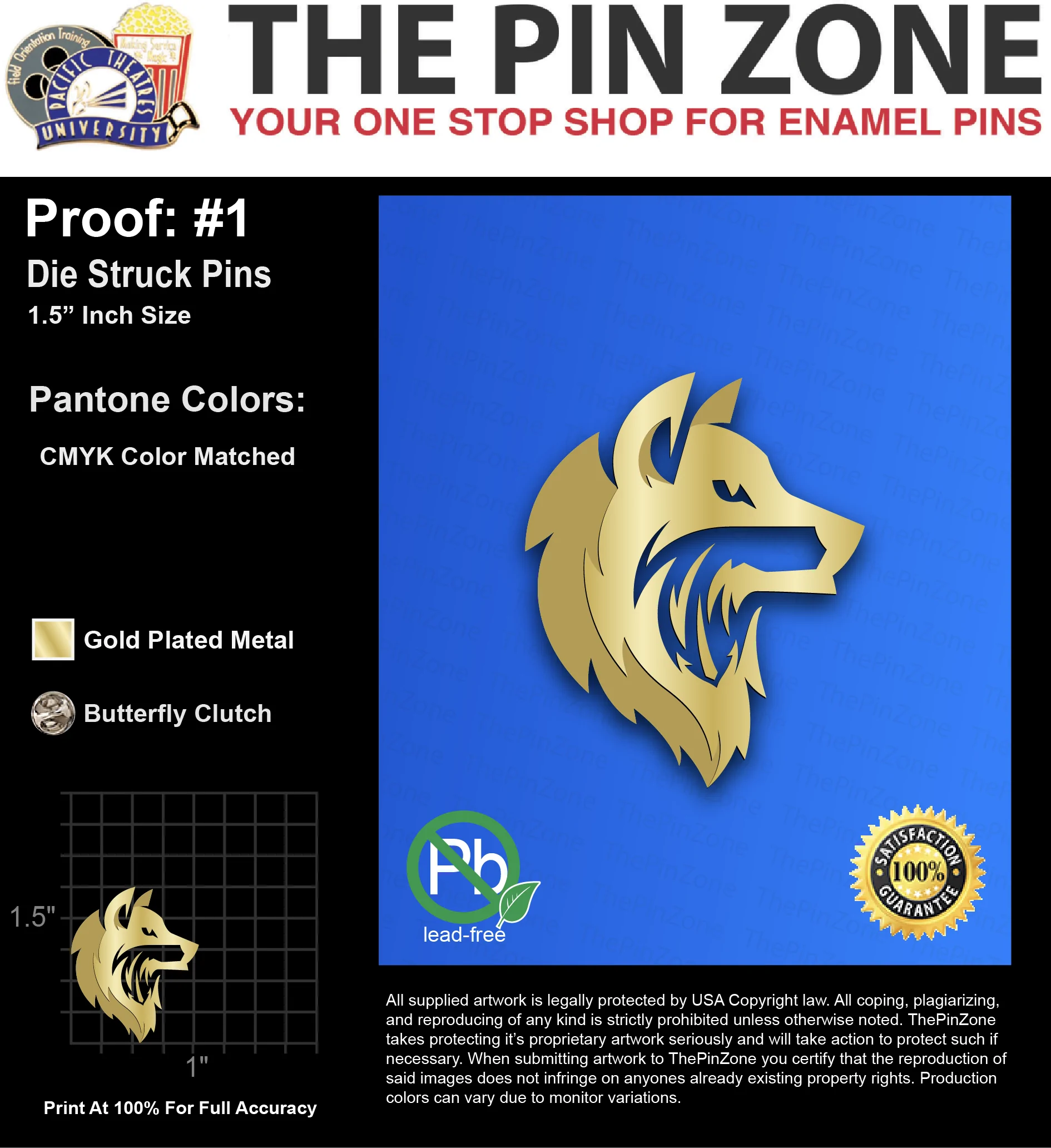 200 “WILL B” LAPEL PINS: PROOF #1