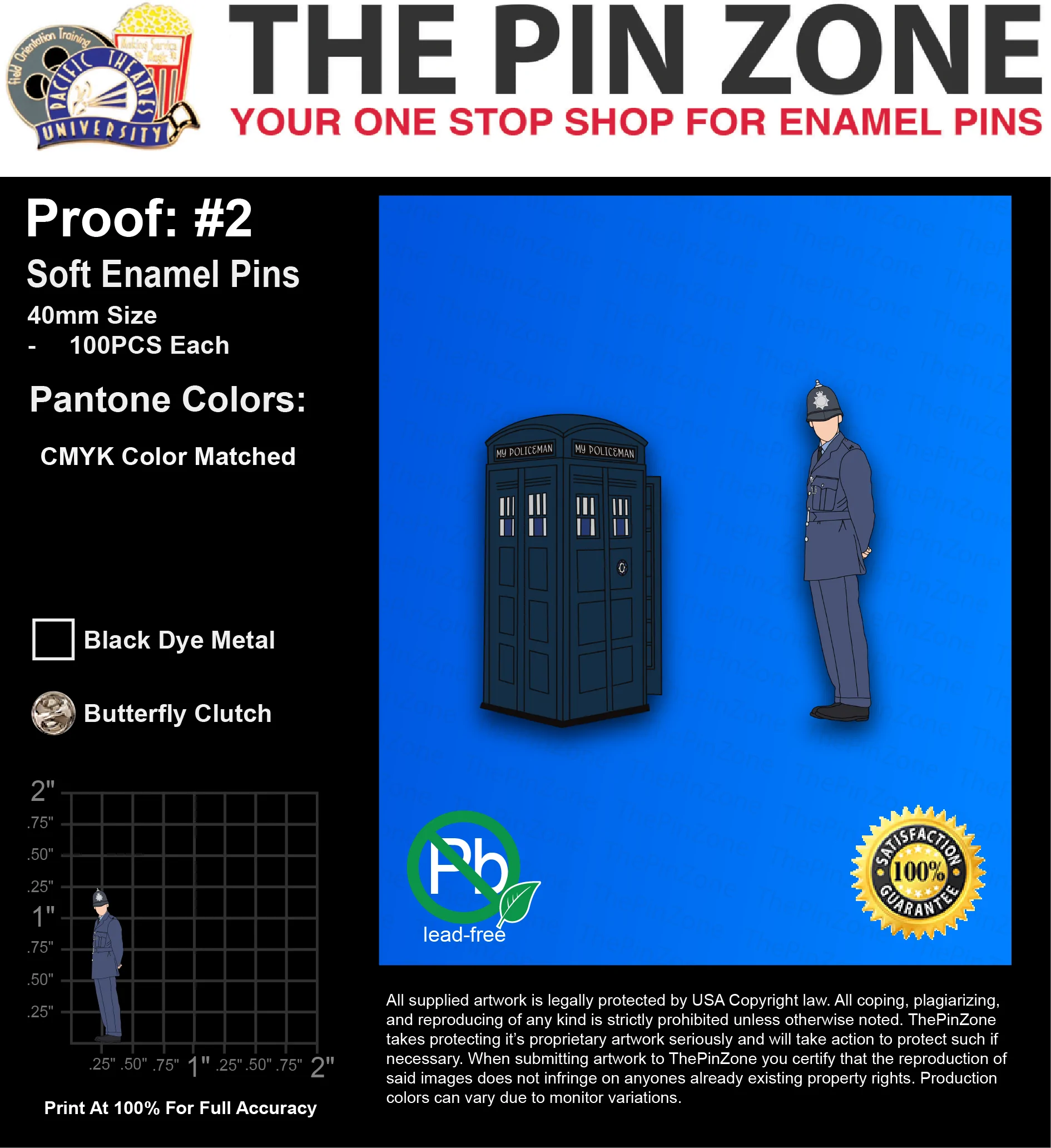 200 “BERTHA C” LAPEL PINS: PROOF #2