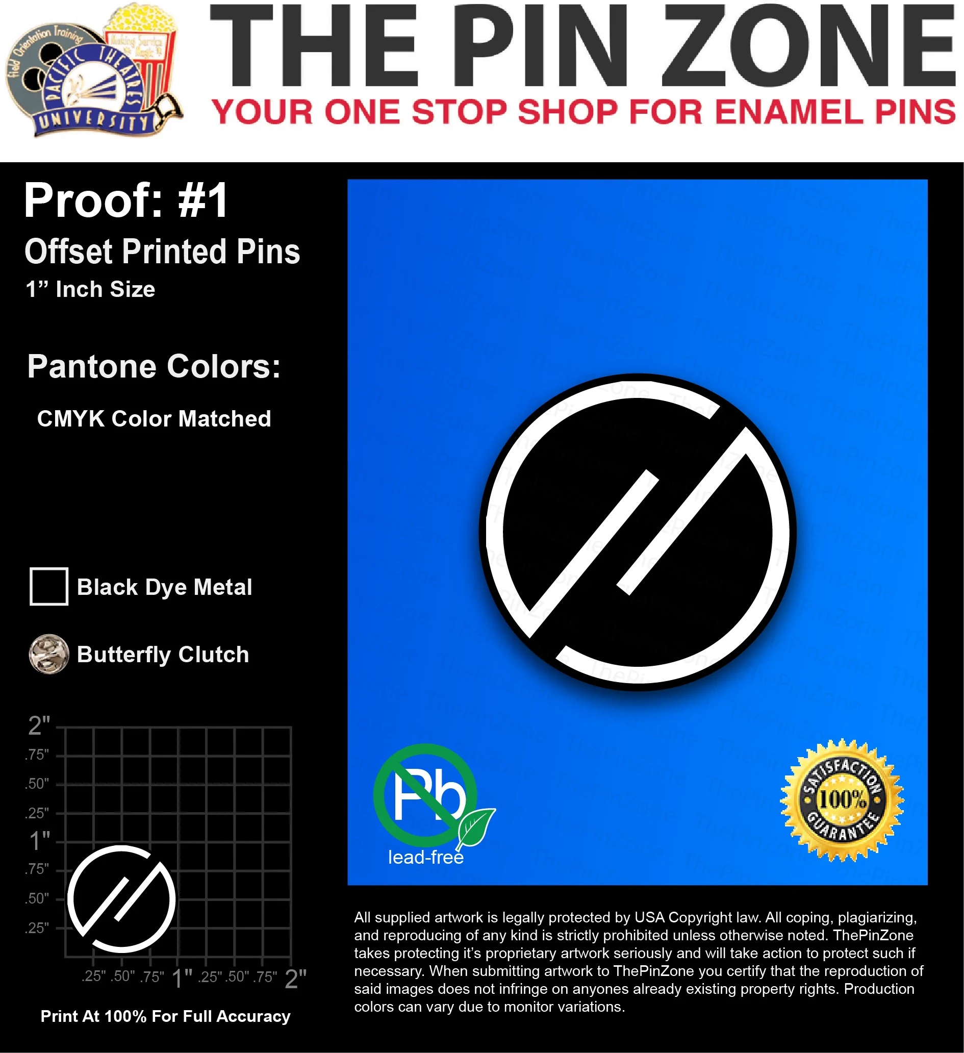 50 “CRYSTAL H” LAPEL PINS: PROOF #1