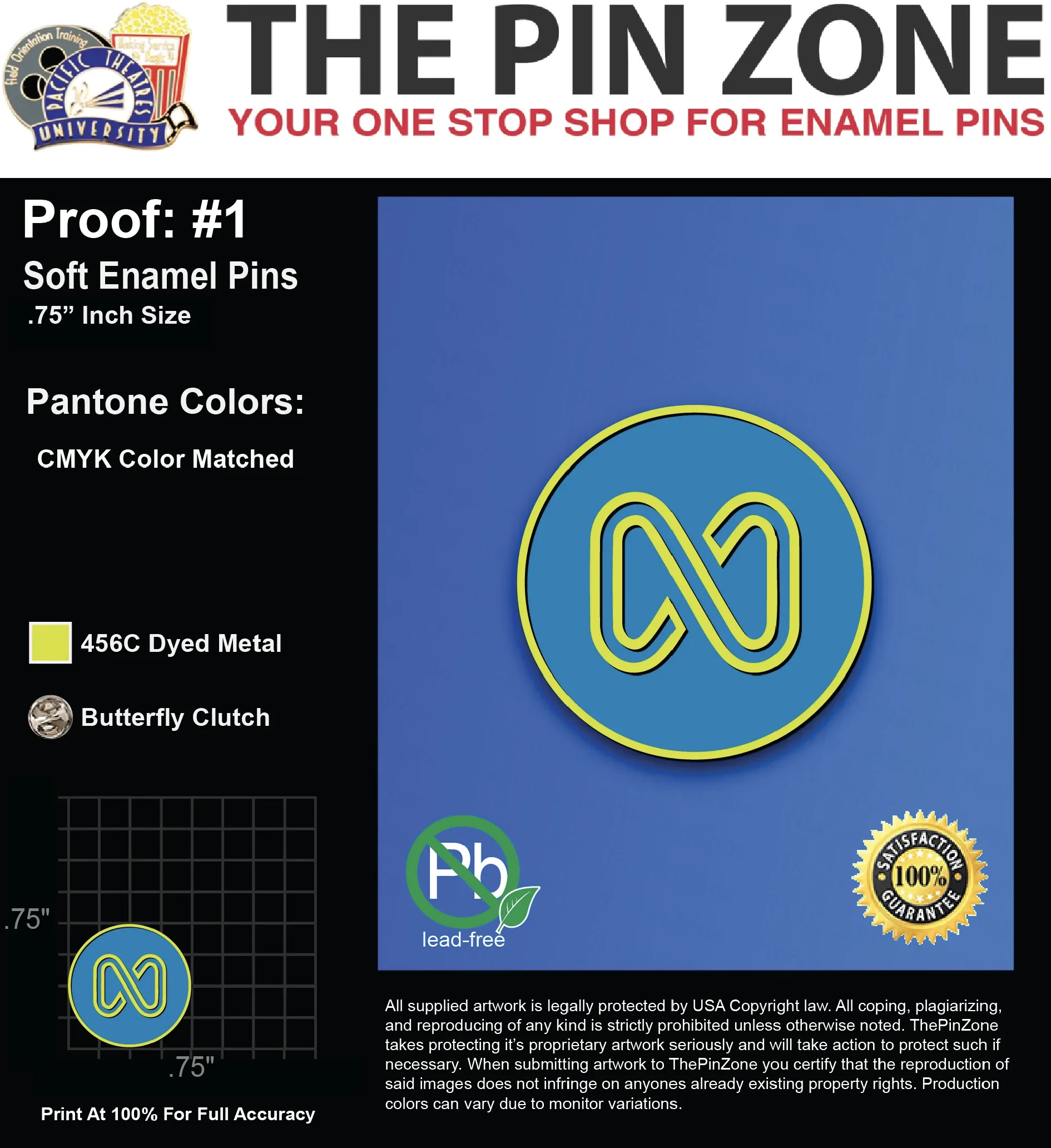 200 “DIANE L” LAPEL PINS: PROOF #1