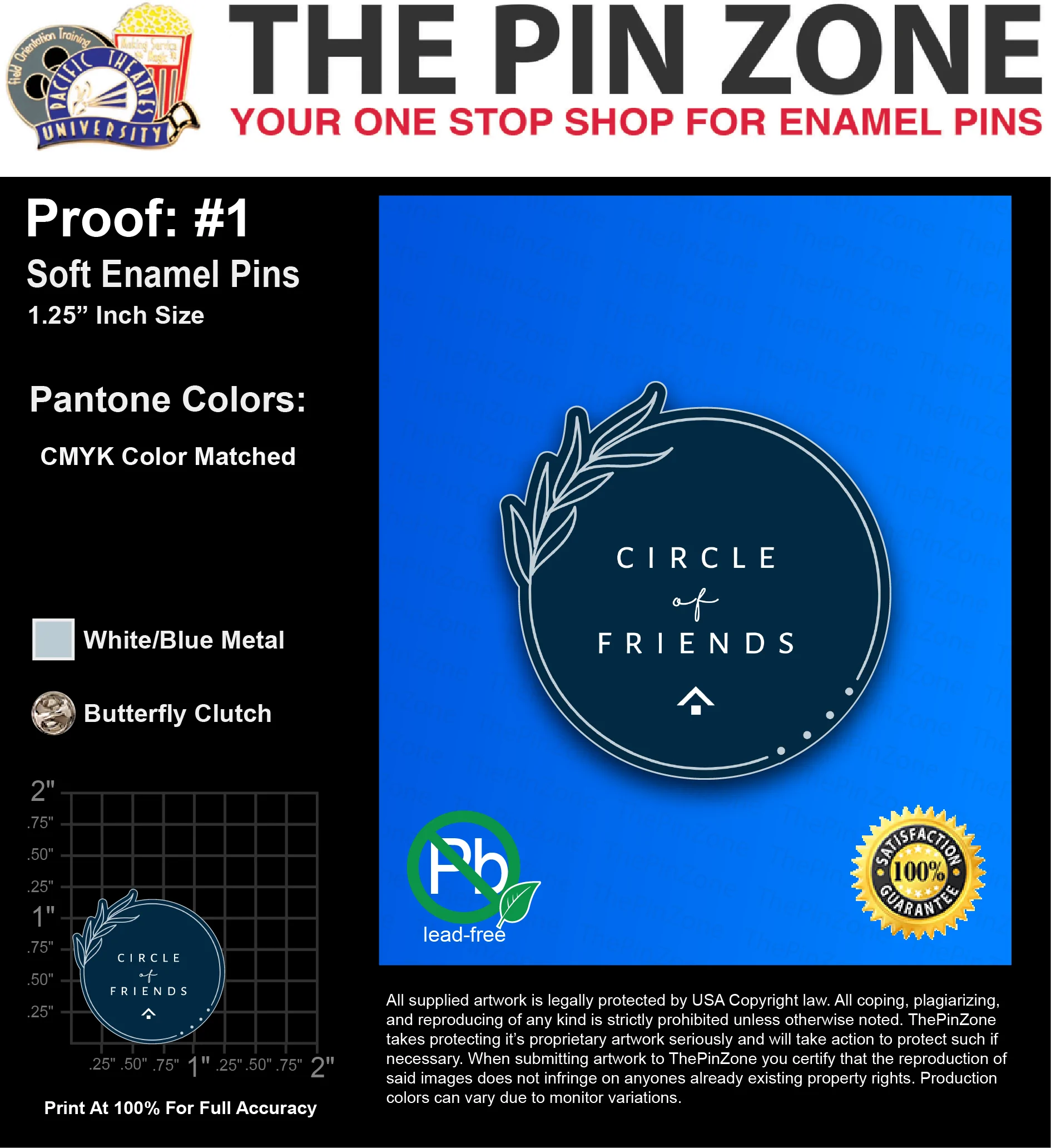 200 “ELISIA M” LAPEL PINS: PROOF #1