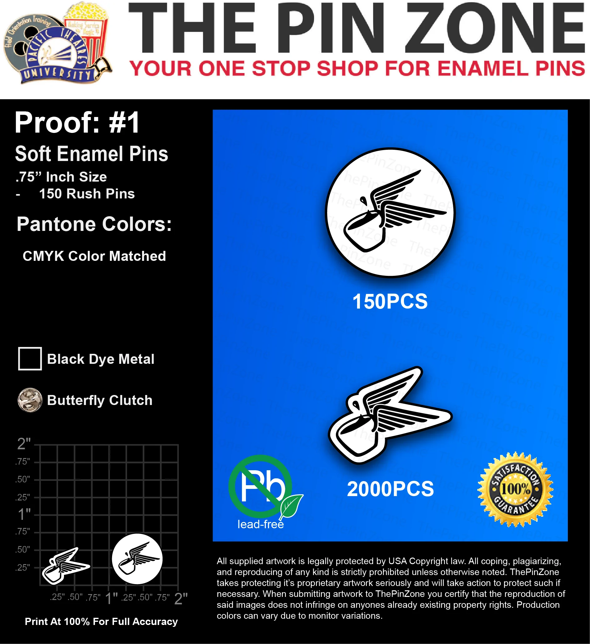 2150 “ERICA E” LAPEL PINS: PROOF #1