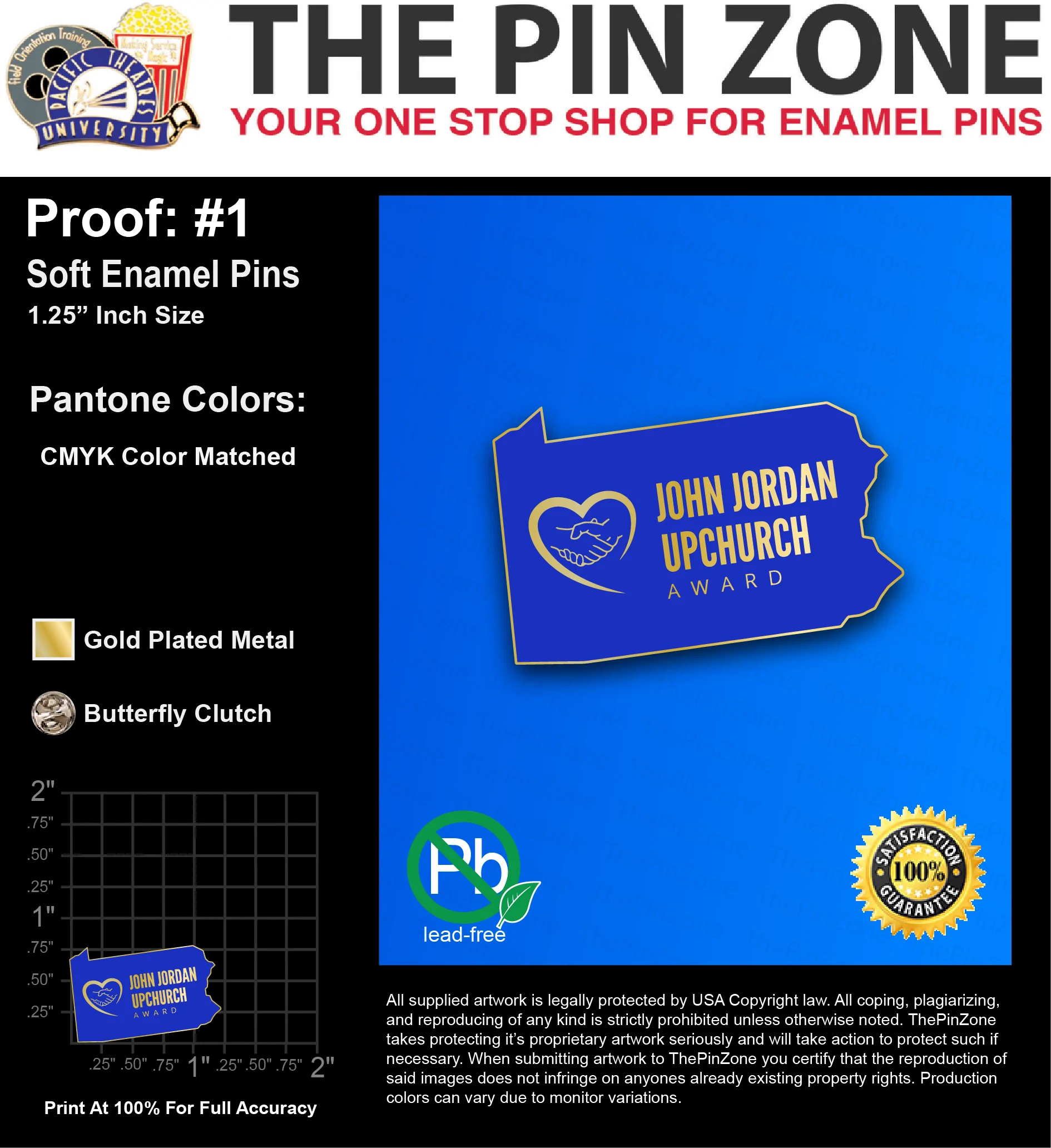 30 “JENNIFER S” LAPEL PINS: PROOF #1