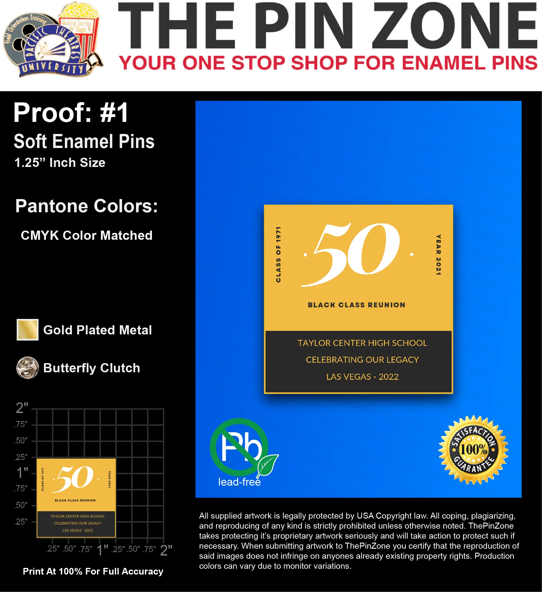 50 “LAWANDA J” LAPEL PINS: PROOF #1