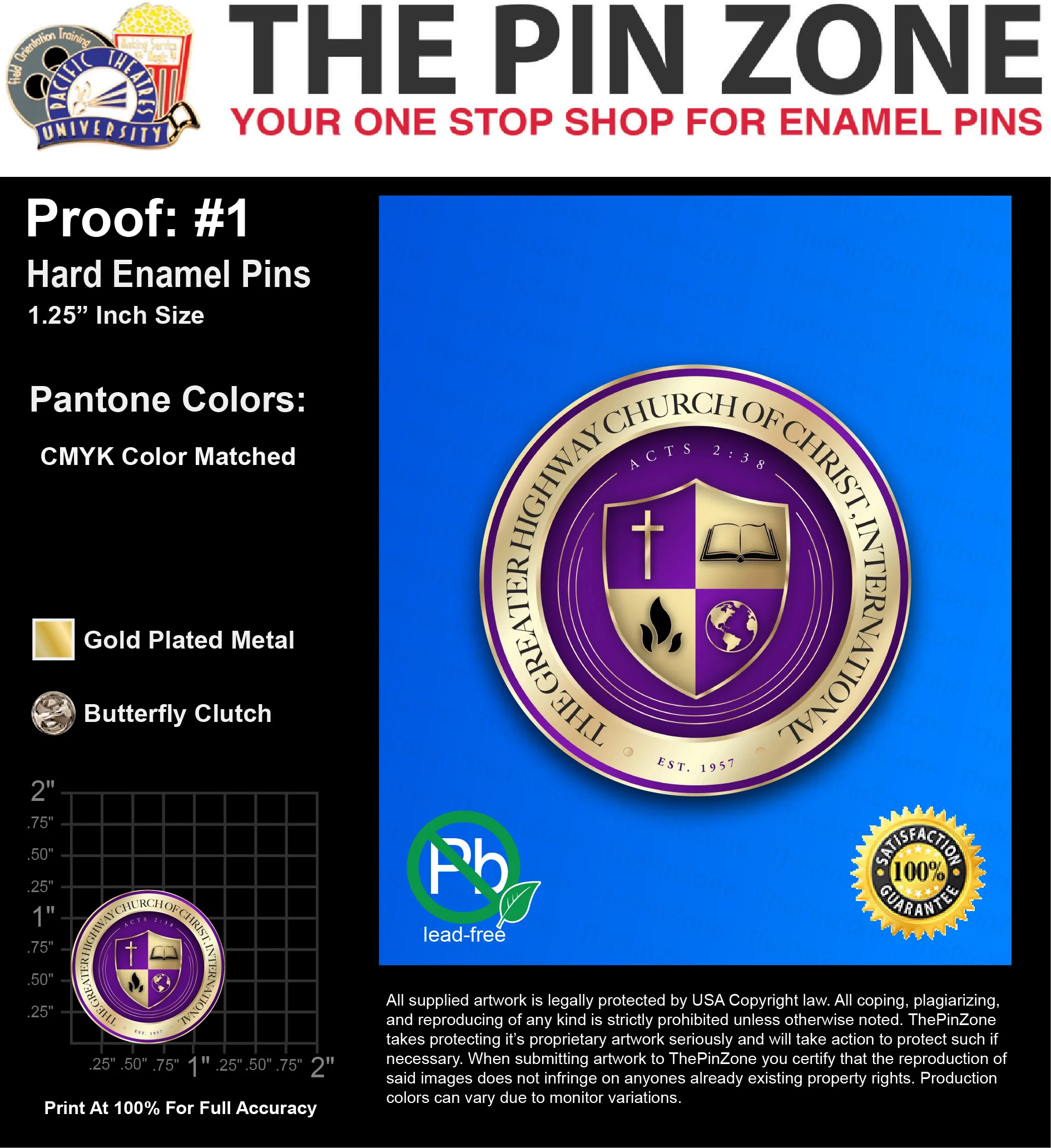 200 “MICHELE R” LAPEL PINS: PROOF #1