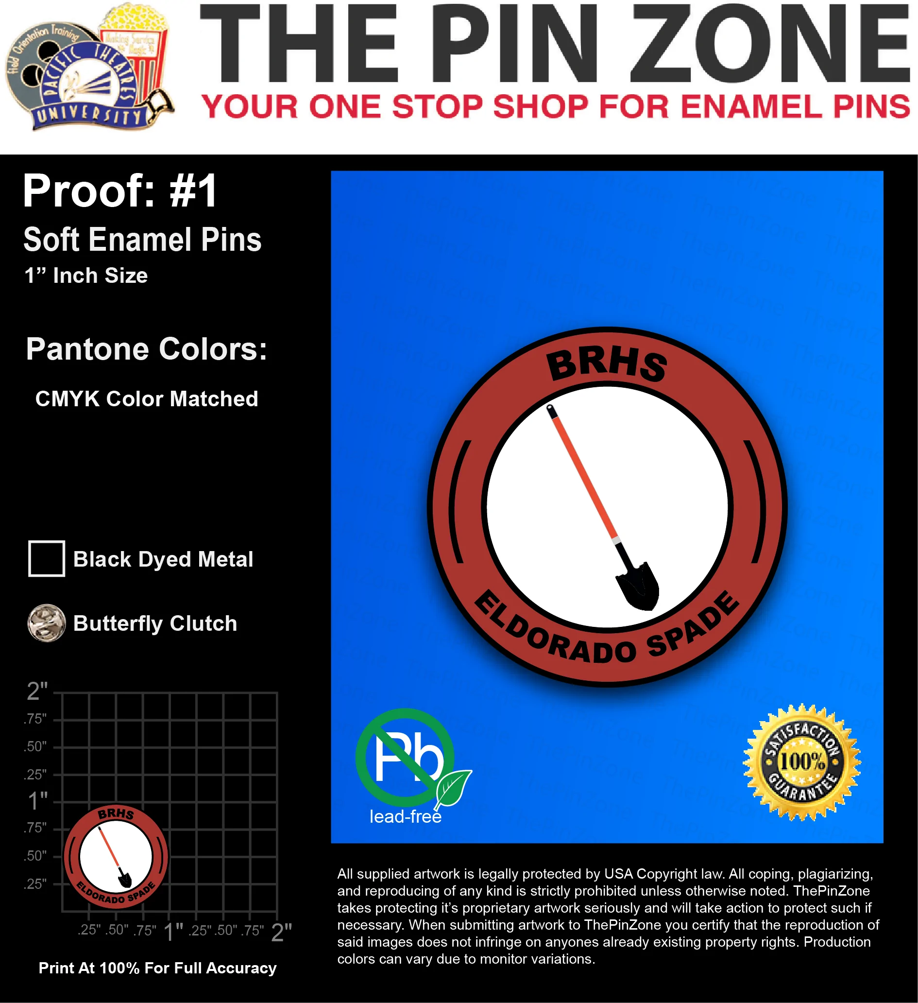 100 “MIRANDA C” LAPEL PINS: PROOF #1