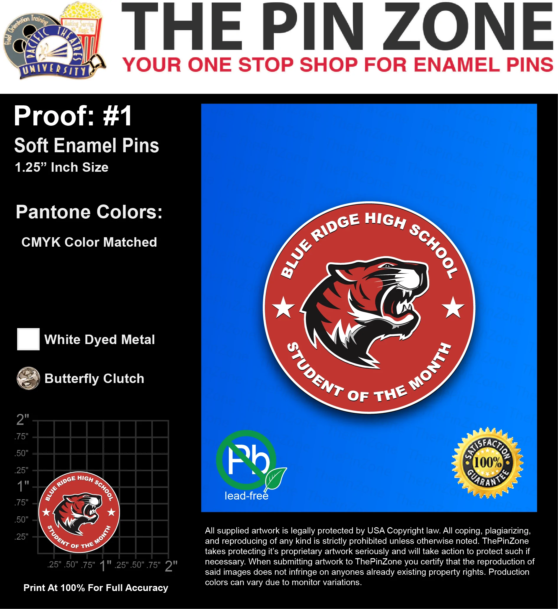 300 “MIRANDA C” LAPEL PINS: PROOF #1