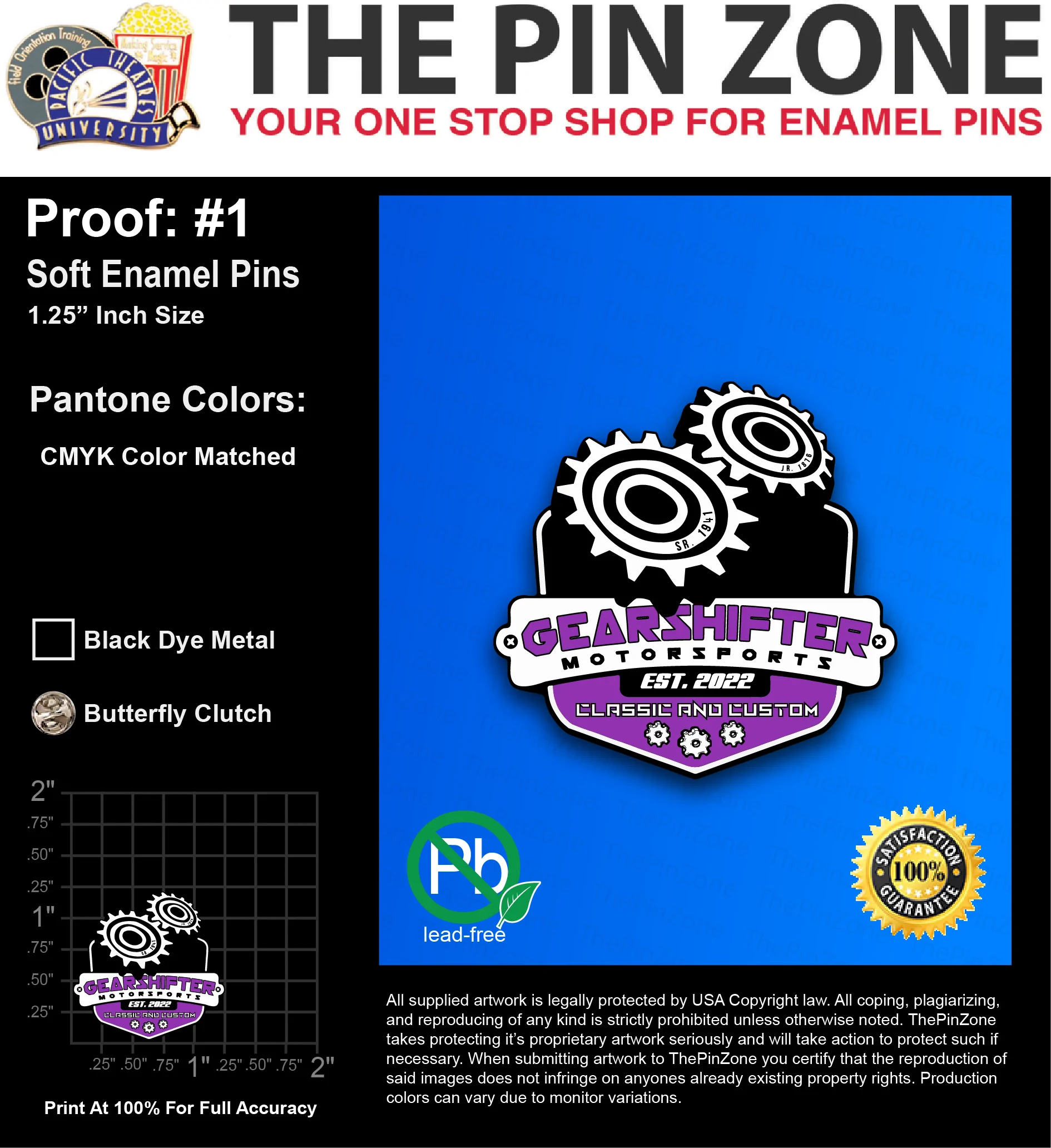 200 “TALENA C” LAPEL PINS: PROOF #1