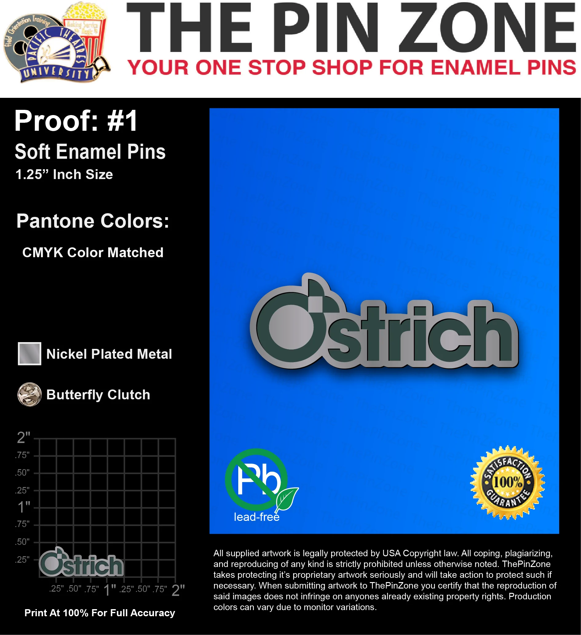 25 “ALEXA A” LAPEL PINS: PROOF #1