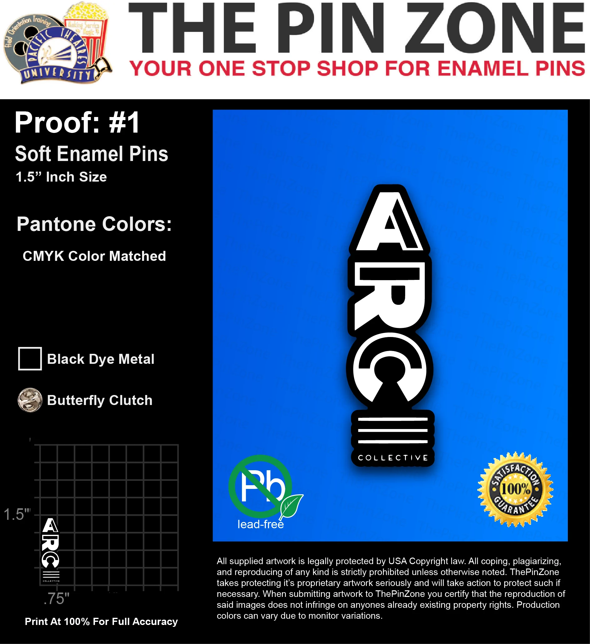 25 “JAZ A” LAPEL PINS: PROOF #1