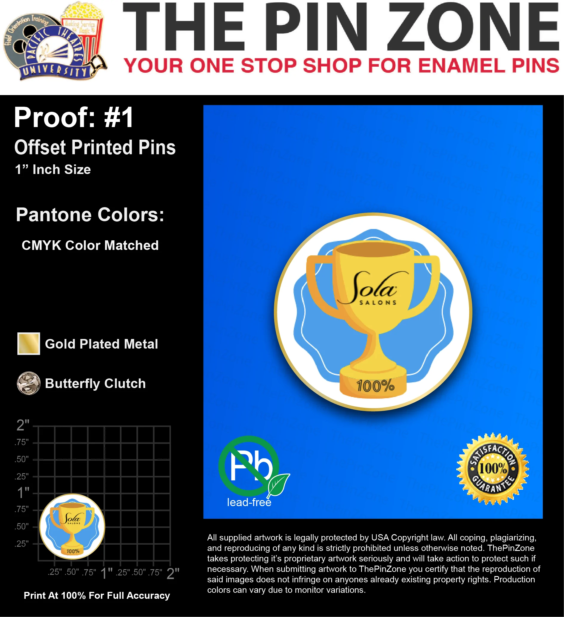 200 “RACHEL V” LAPEL PINS: PROOF #1