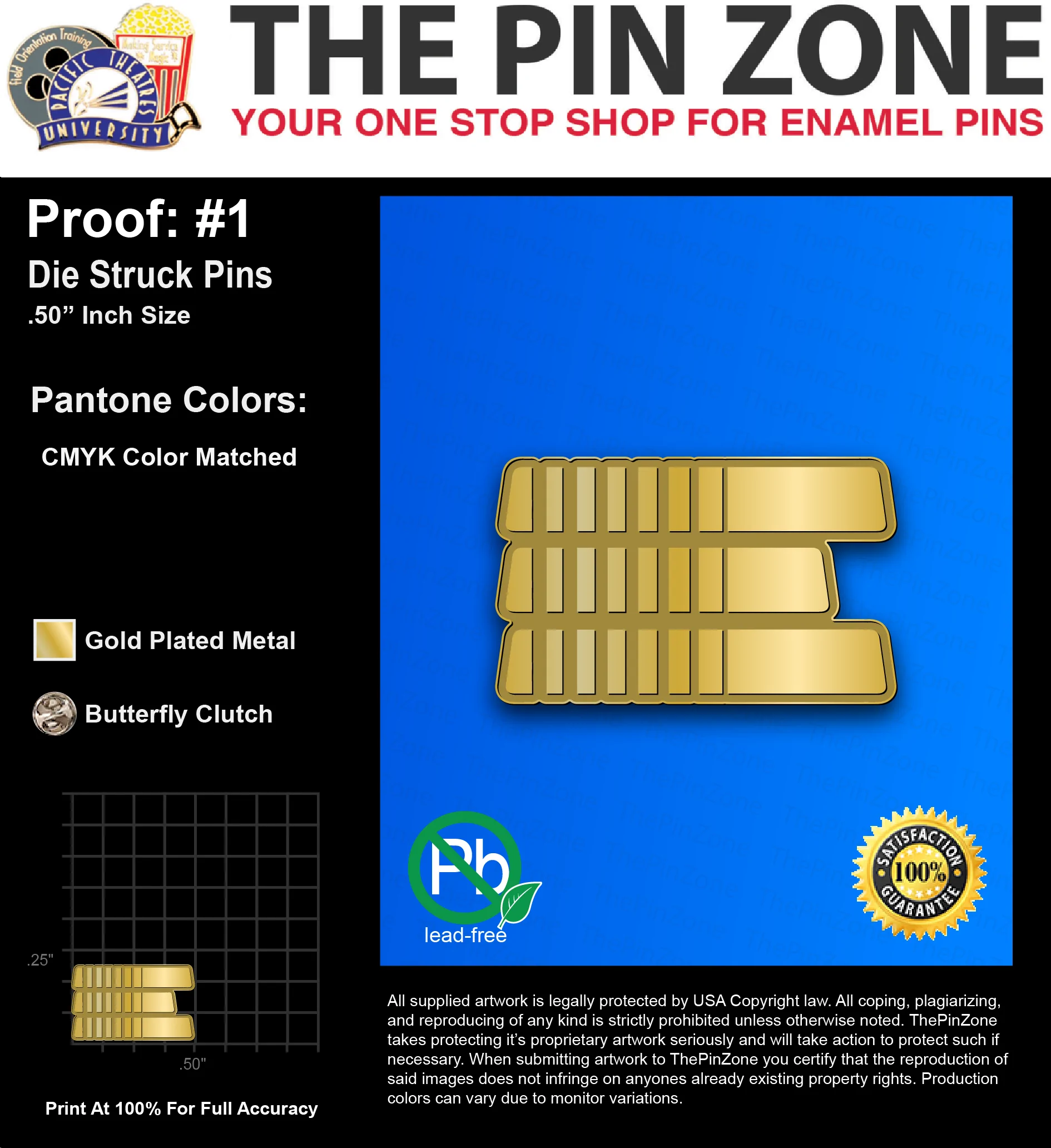 25 “RENEE M” LAPEL PINS: PROOF #1