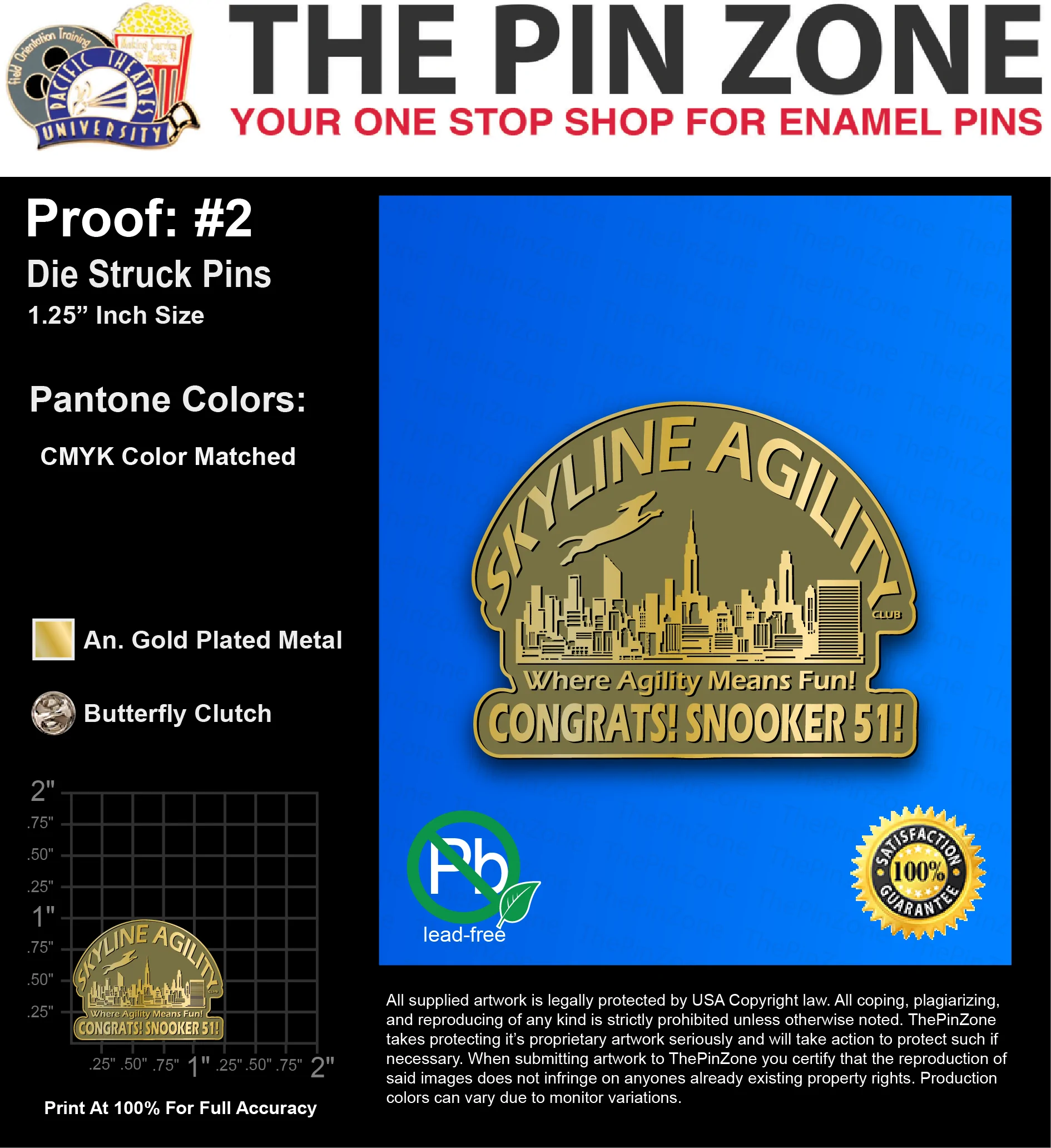 100 “WENDEE T” LAPEL PINS: PROOF #2
