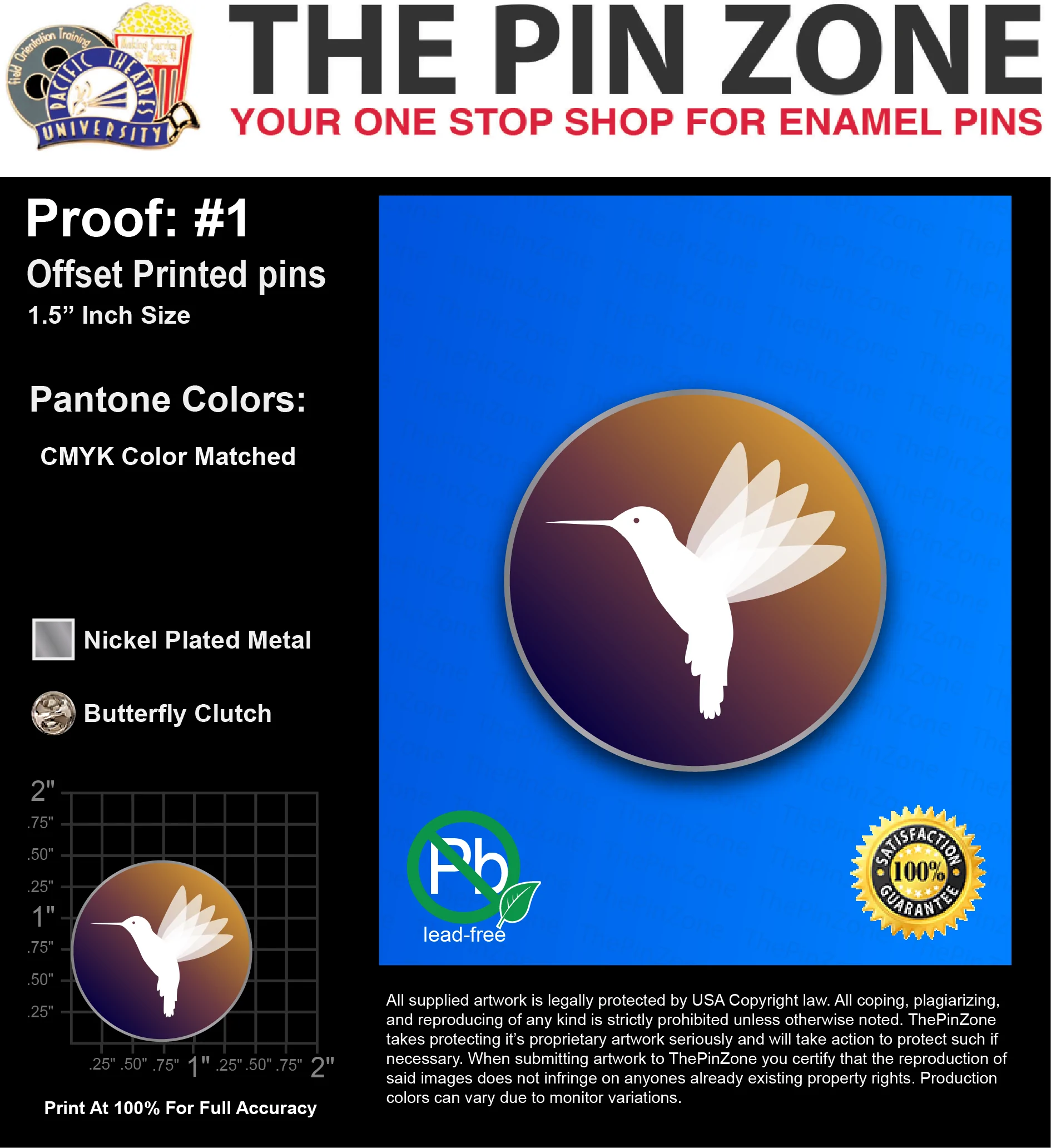 50 “ZURI M” LAPEL PINS: PROOF #1