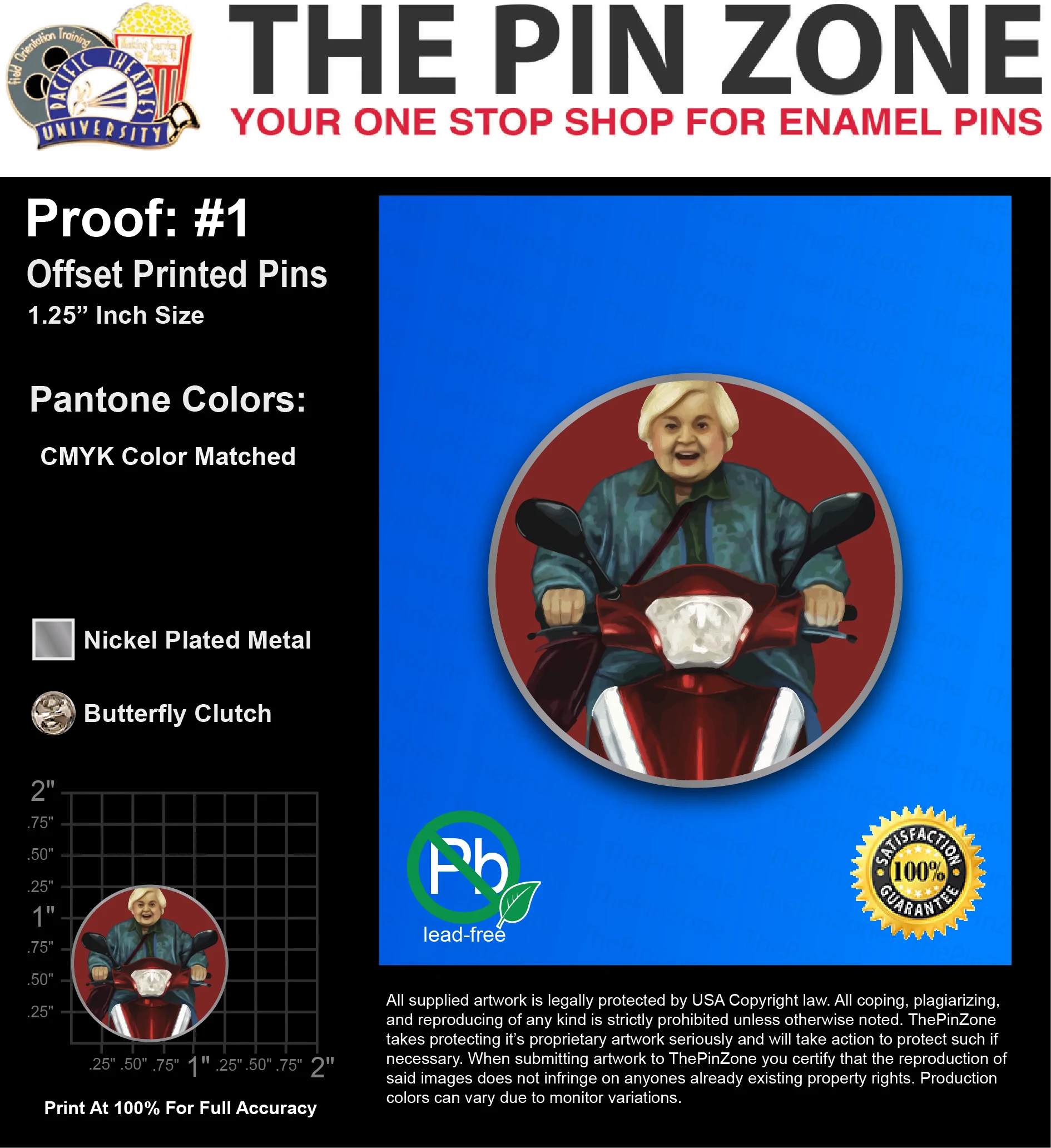 50 “JENNY F” LAPEL PINS: PROOF #2