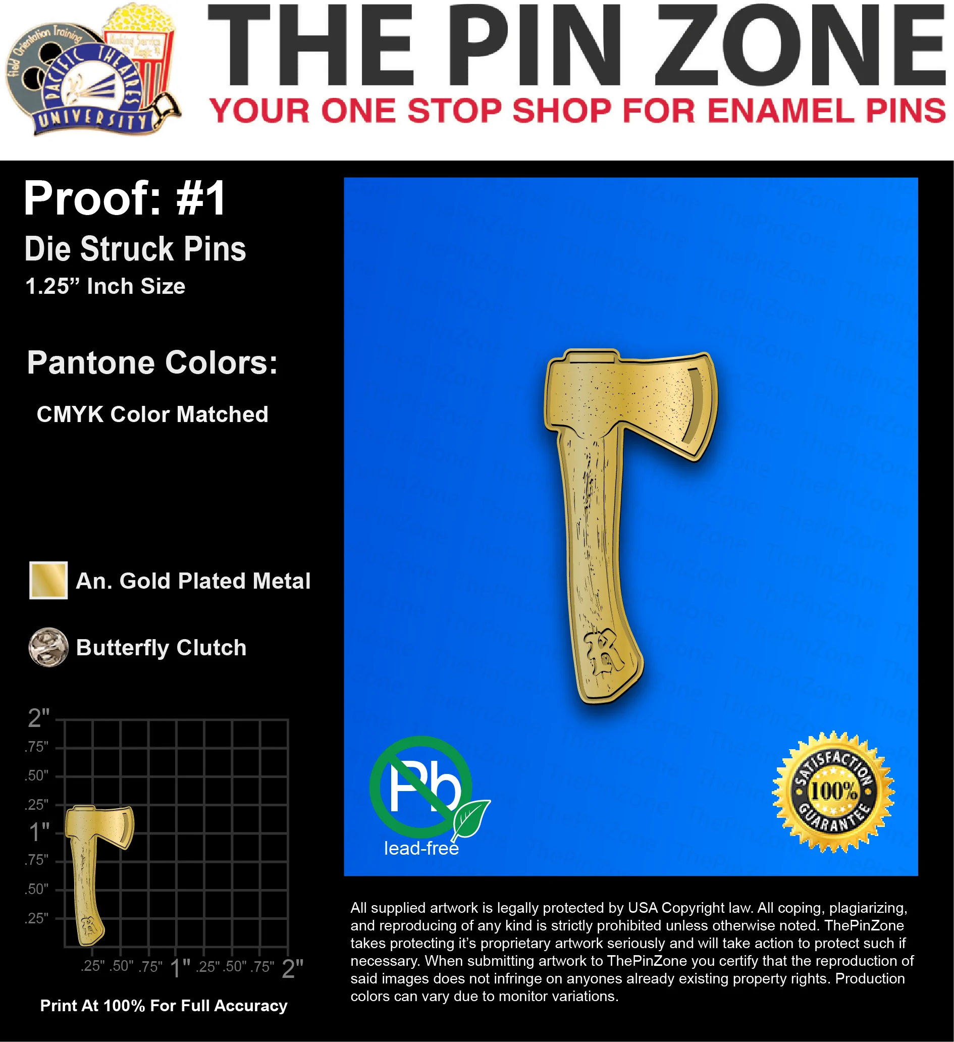 50 “BEN N” LAPEL PINS: PROOF #1