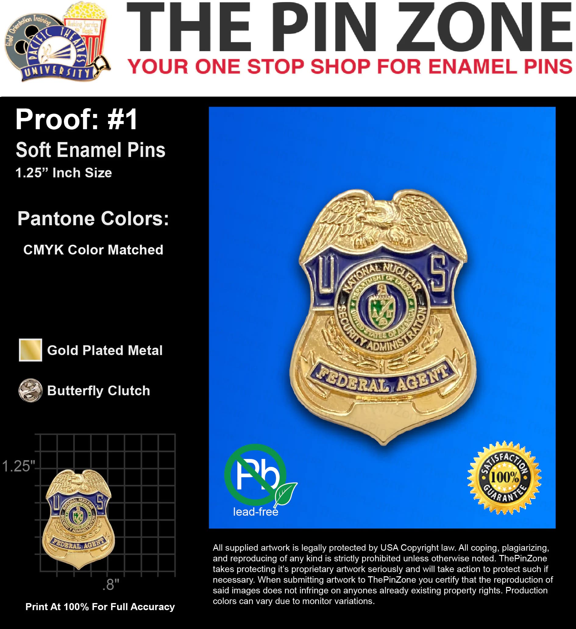 500 “EVERETT G” LAPEL PINS: PROOF #1