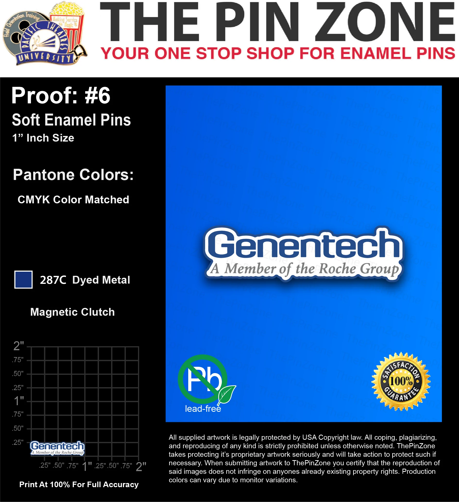200 “GENENTECH” LAPEL PINS: PROOF #6