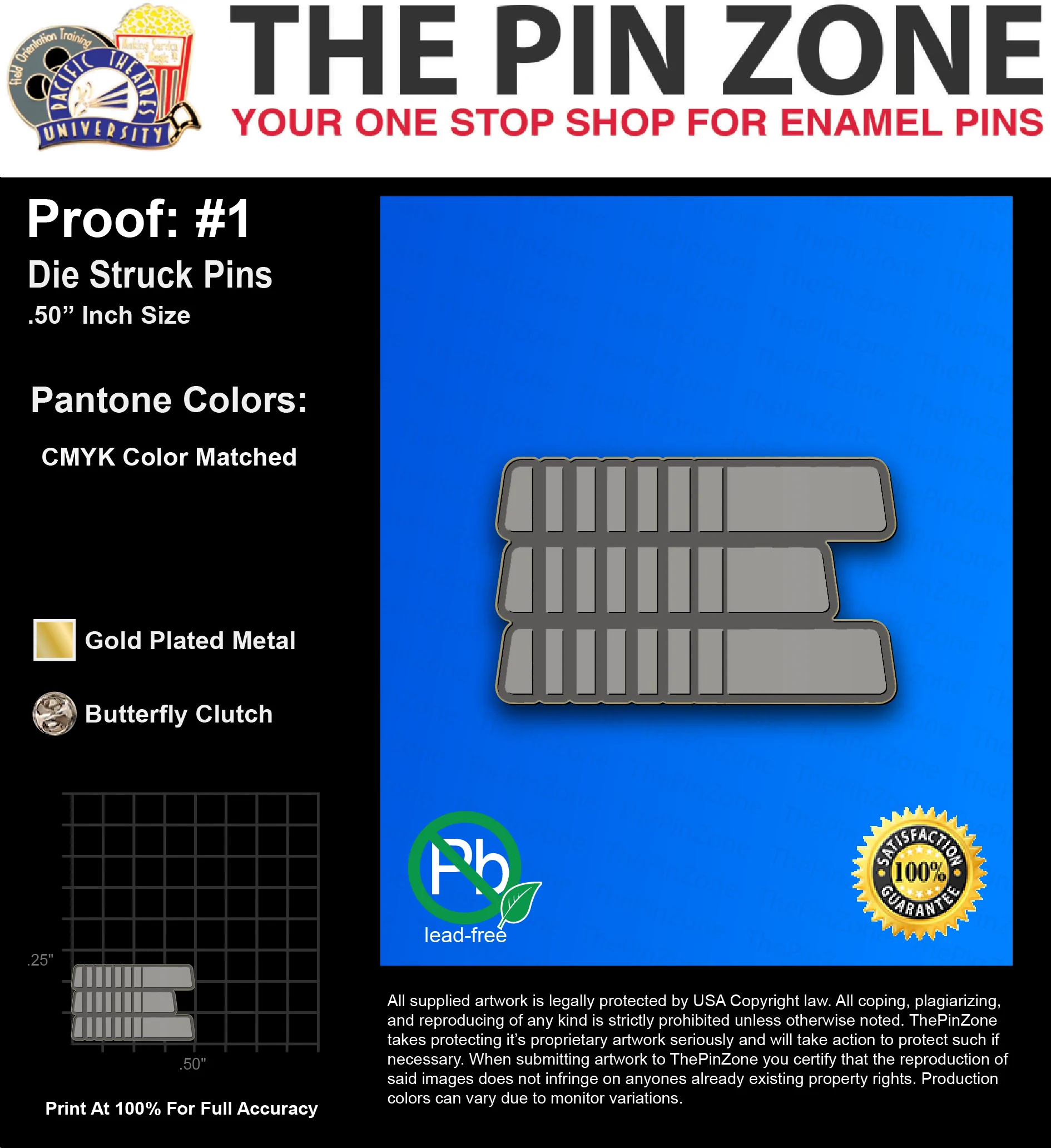 25 “RENEE M” LAPEL PINS: PROOF #1