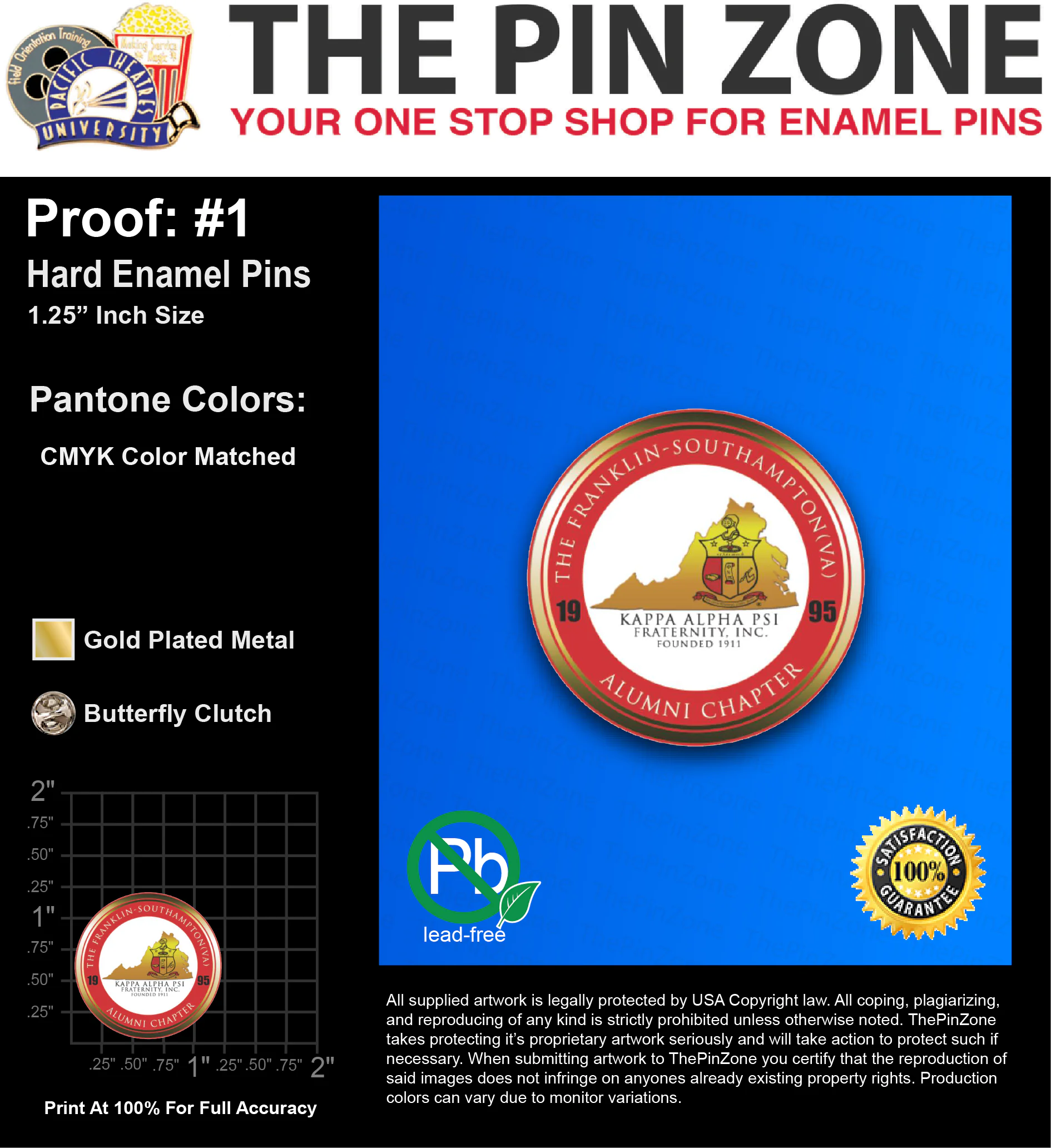 50 “TIM M” LAPEL PINS: PROOF #1