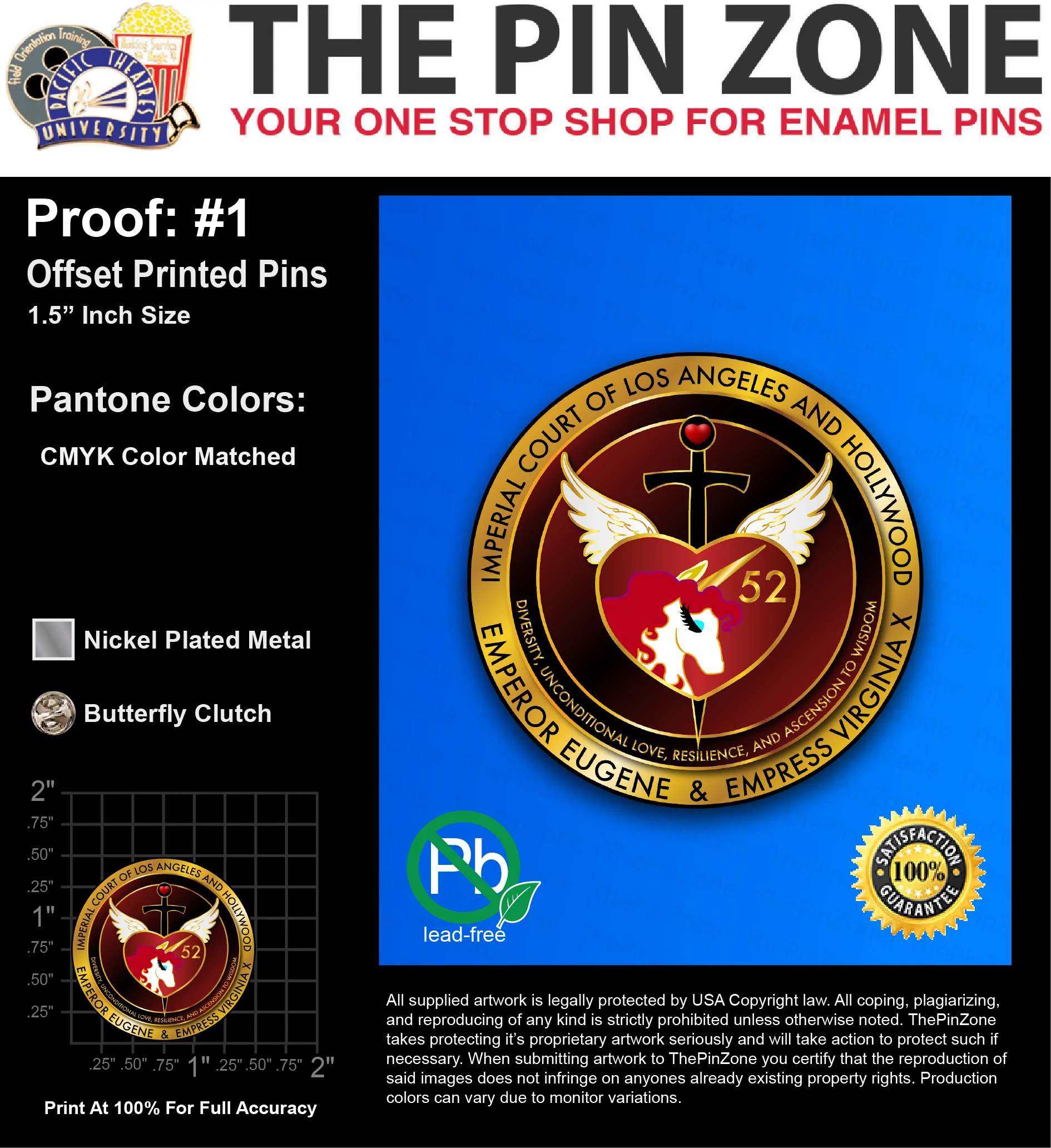 200 “VIRGINIA X” LAPEL PINS: PROOF #1