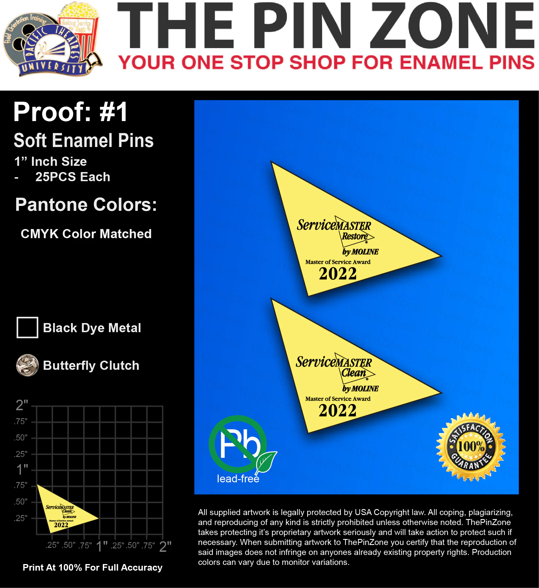 50 “WAYNE S” LAPEL PINS: PROOF #1