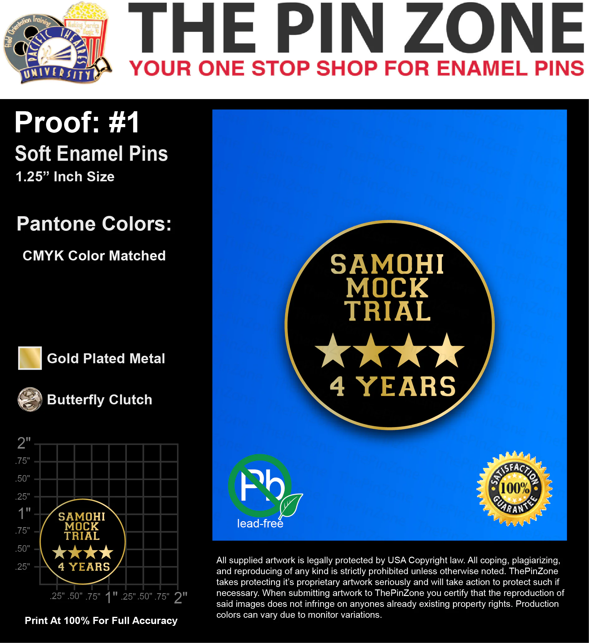 25 “YOLONDA L” LAPEL PINS: PROOF #1