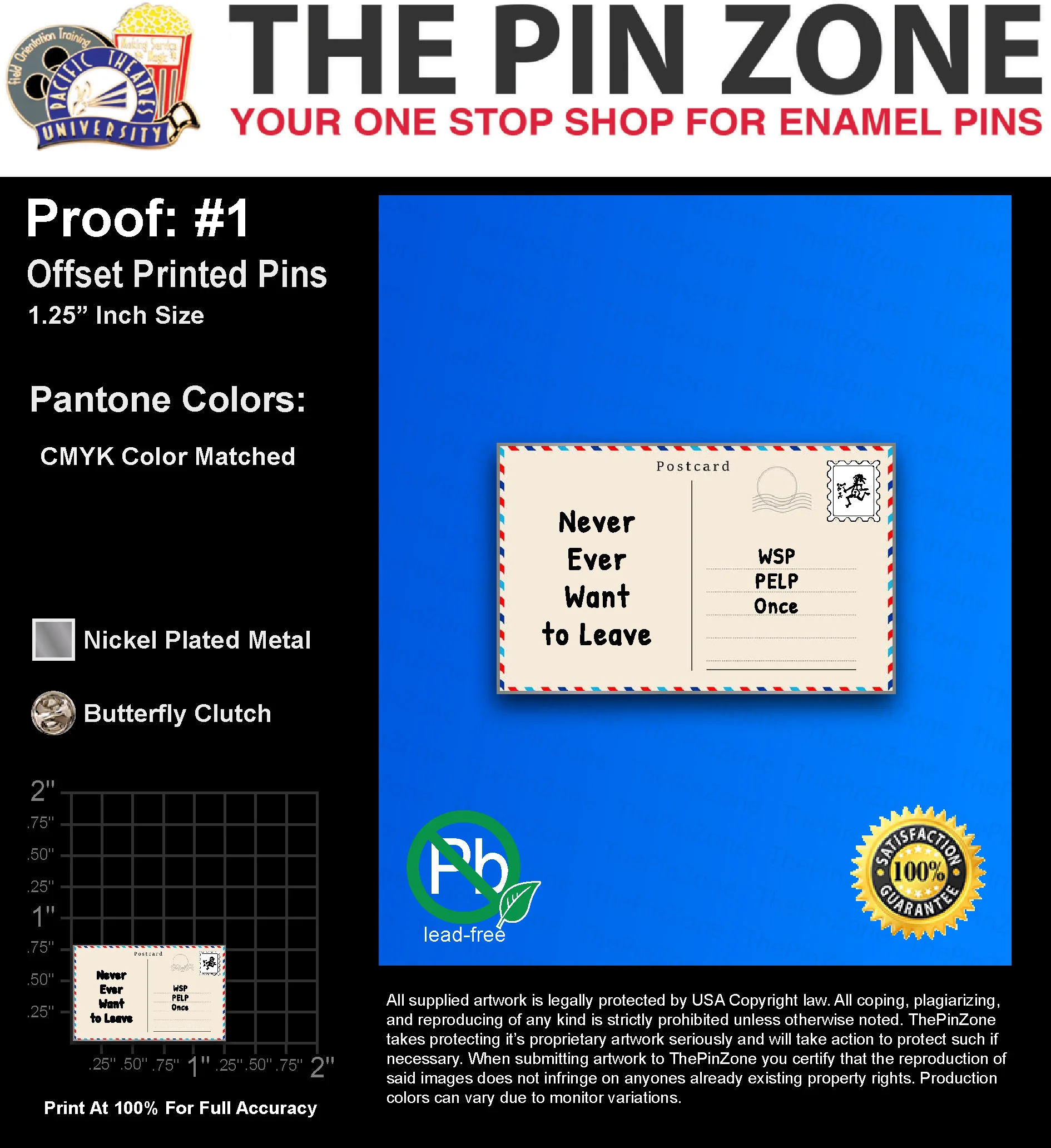 200 “MICHAEL G” LAPEL PINS: PROOF #1