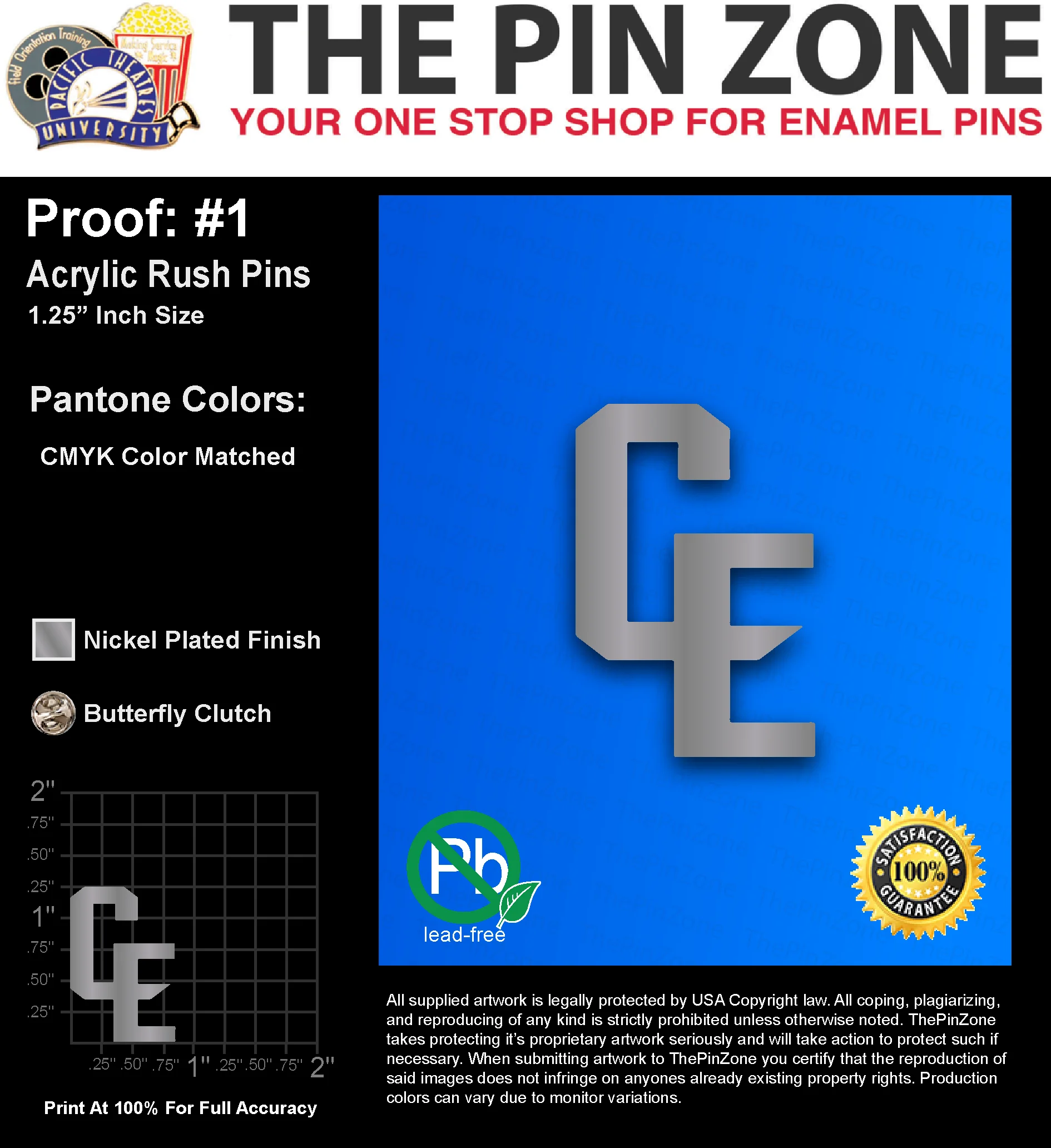 50 “MOLLIA E” LAPEL PINS: PROOF #1