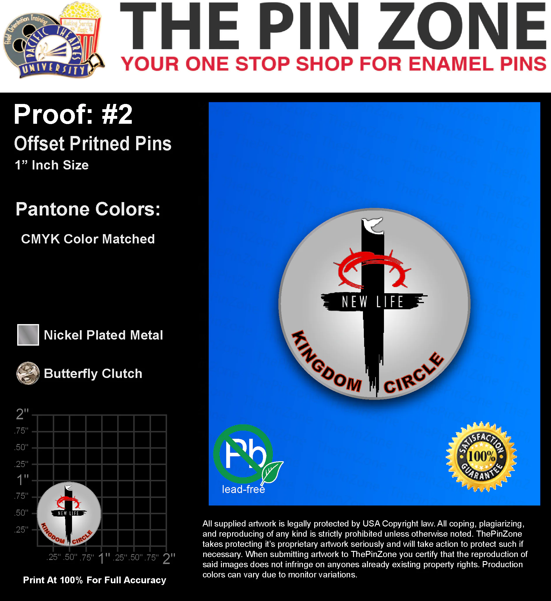 25 “TONIA D” LAPEL PINS: PROOF #1