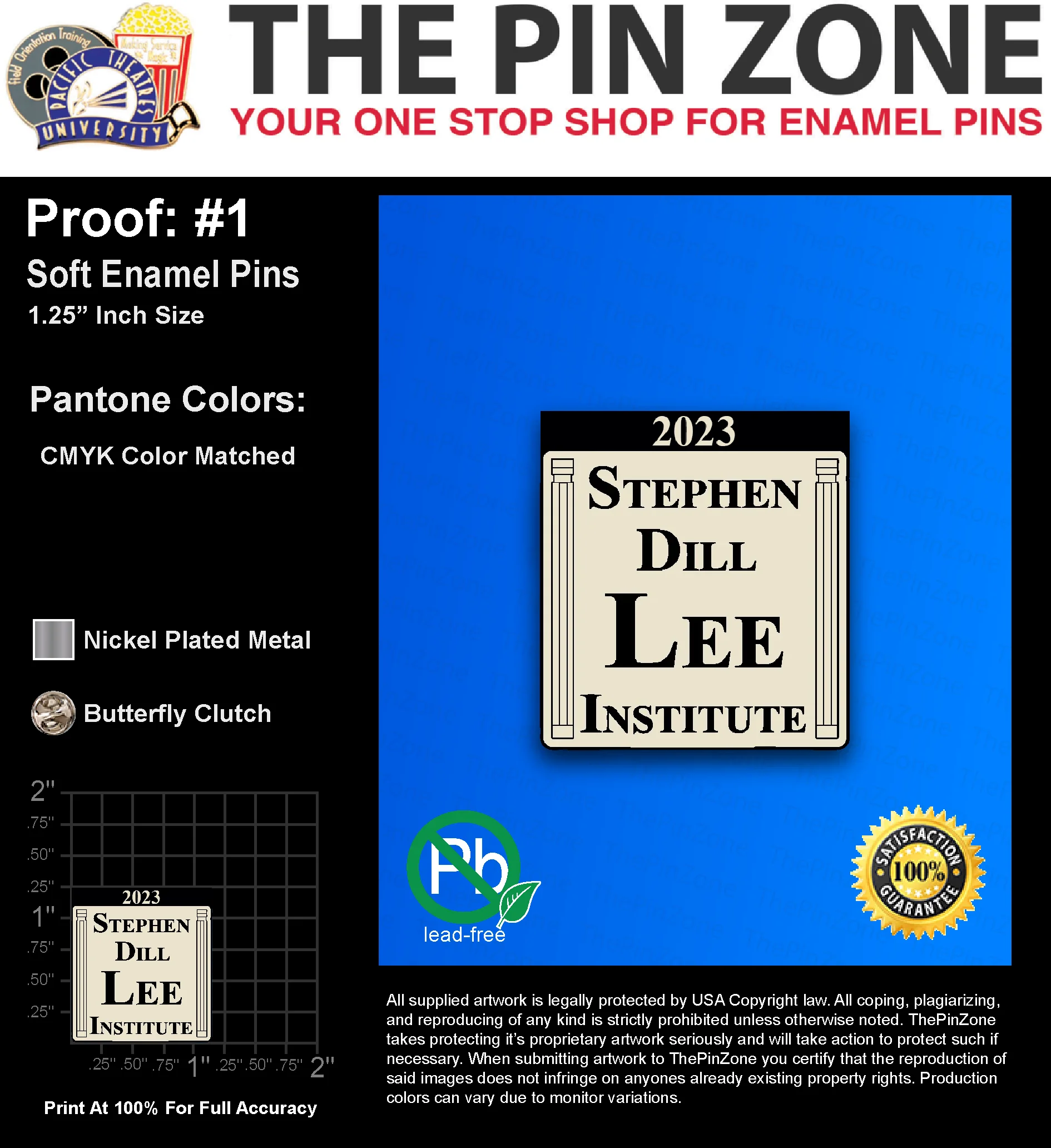 200 “DAVID M” LAPEL PINS: PROOF #1
