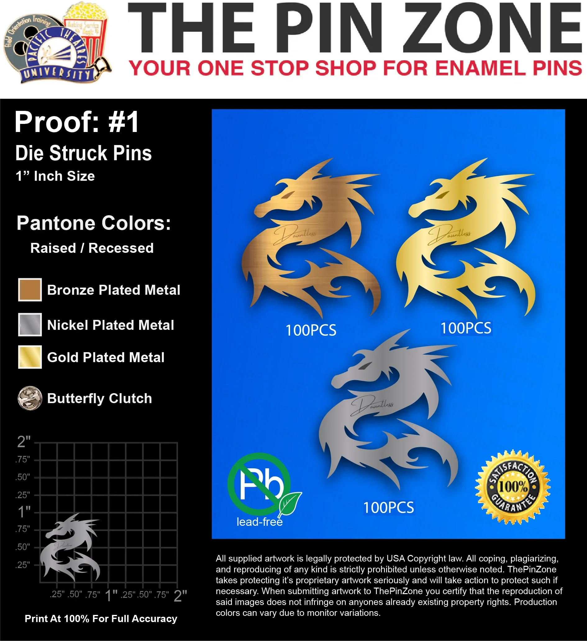 300 “FRANCIA B” LAPEL PINS: PROOF #1