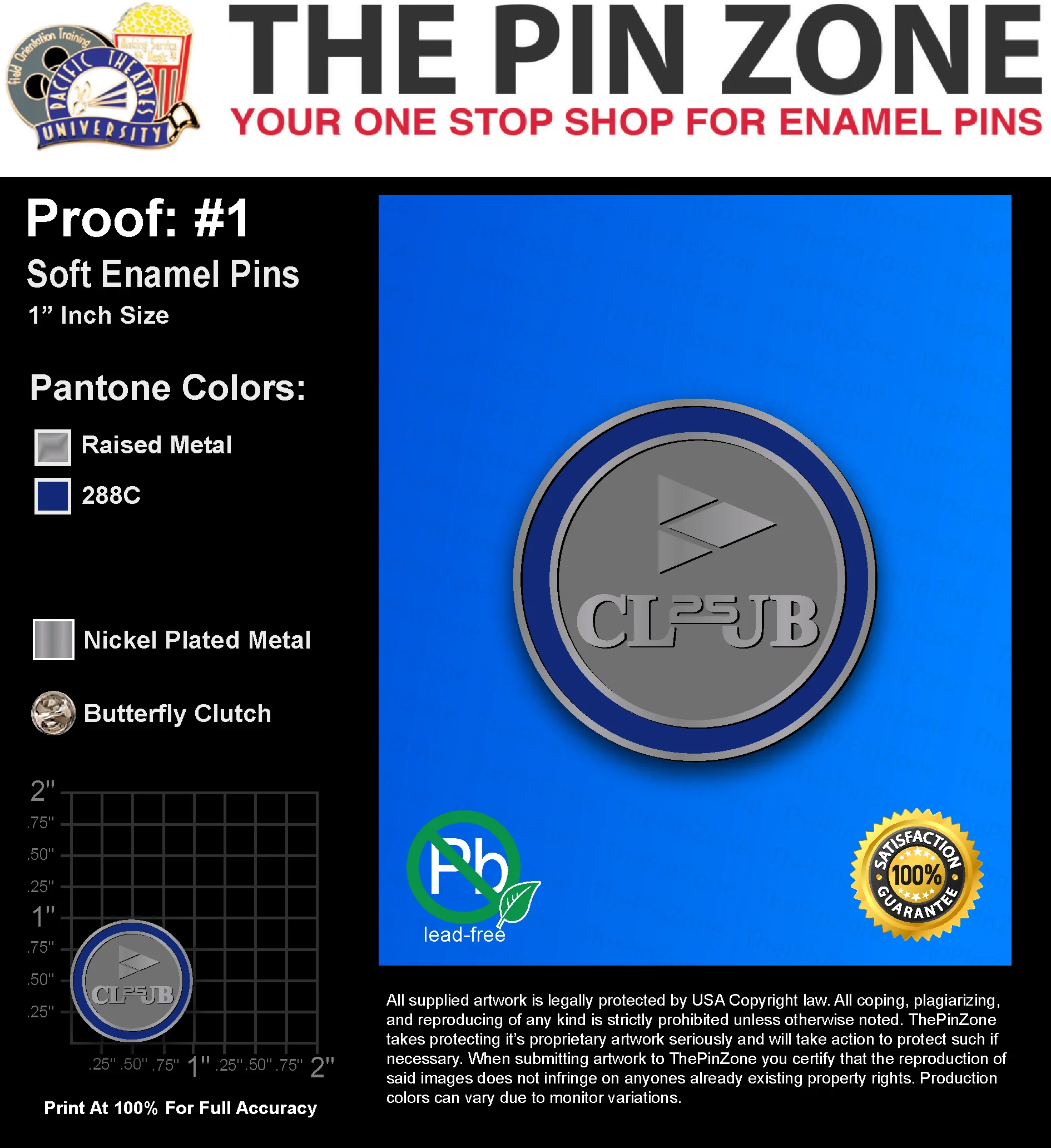 50 “GLORIA C” LAPEL PINS: PROOF #1