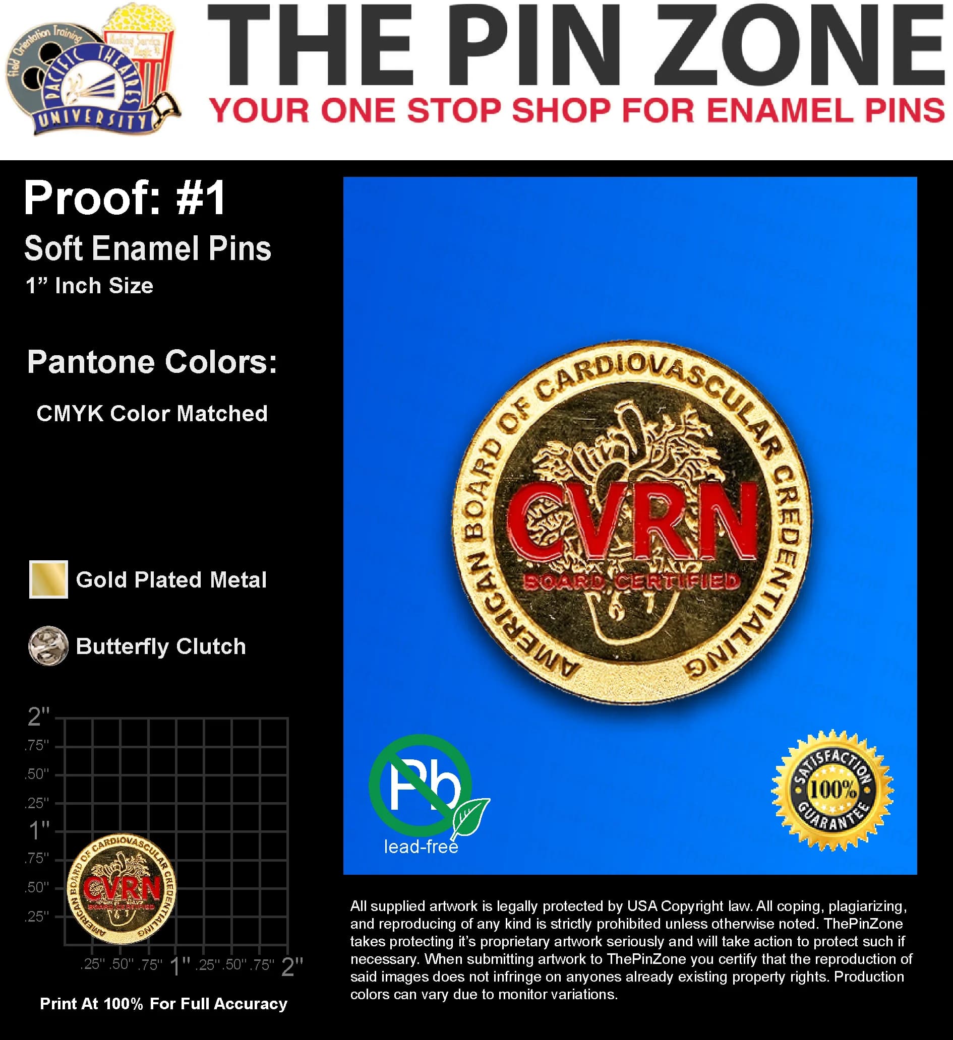 1000 “JONNI C” LAPEL PINS: PROOF #1