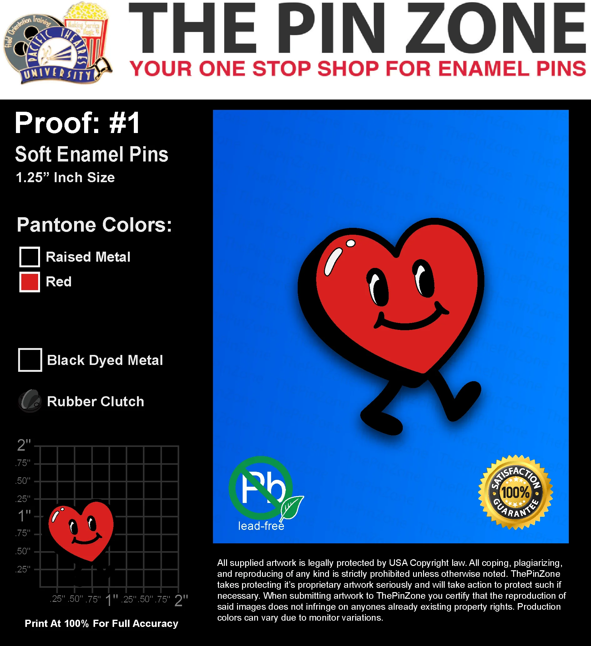 50 “JUSTIN D” LAPEL PINS: PROOF #1